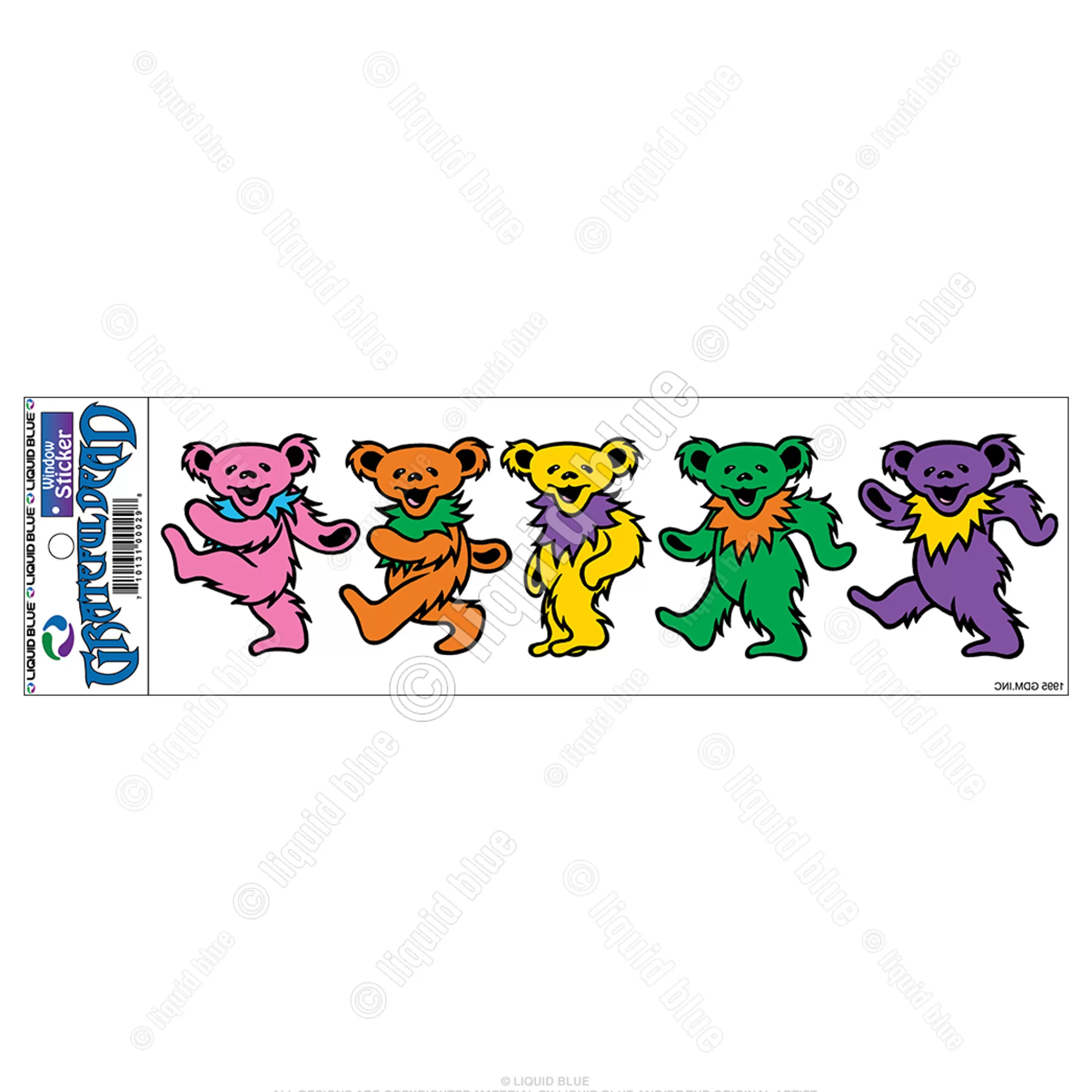 Grateful Dead<Liquid Blue Dancing Bears 3 Inch Window Sticker