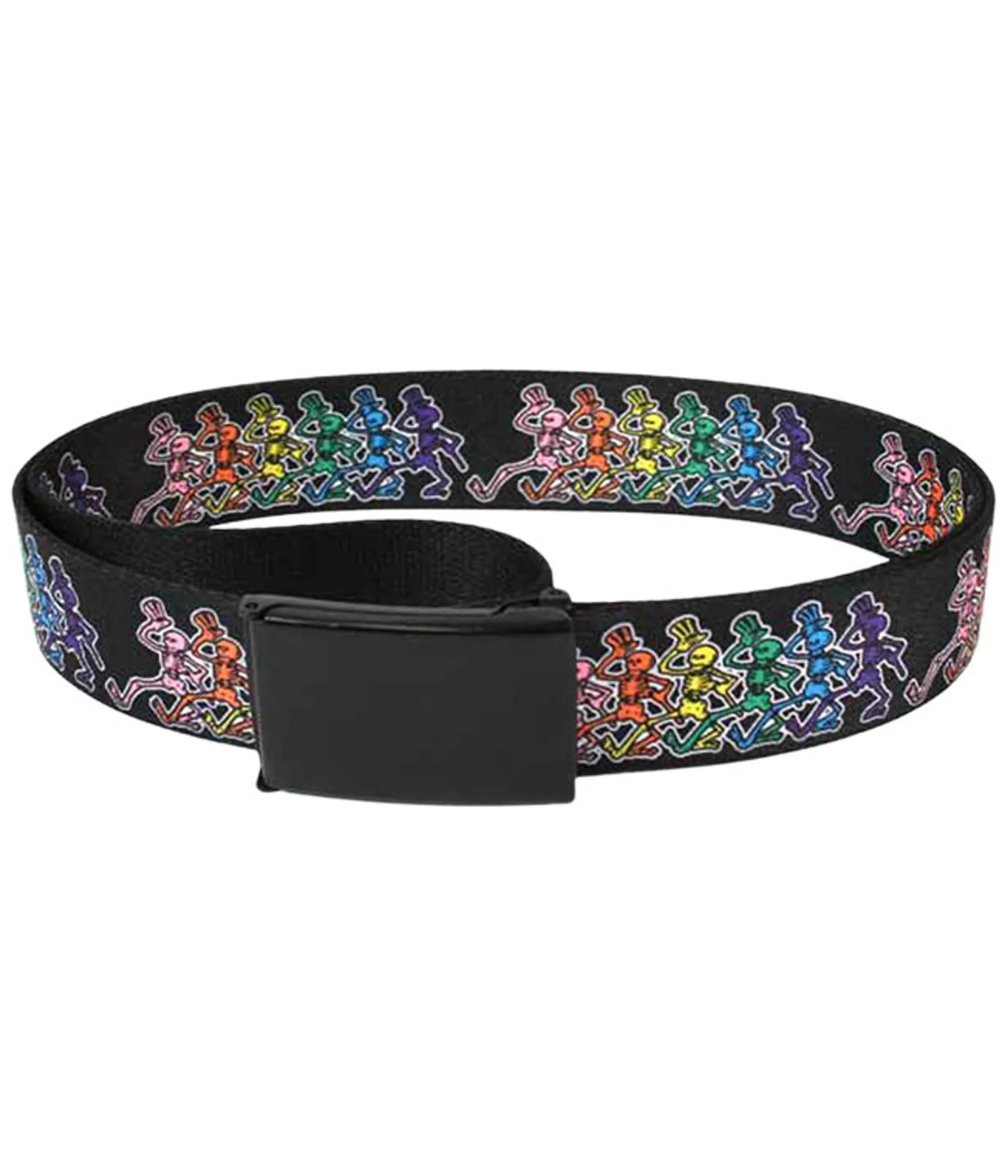 Belts | Grateful Dead<Liquid Blue Dancing Skeletons Adjustable Web Belt Black