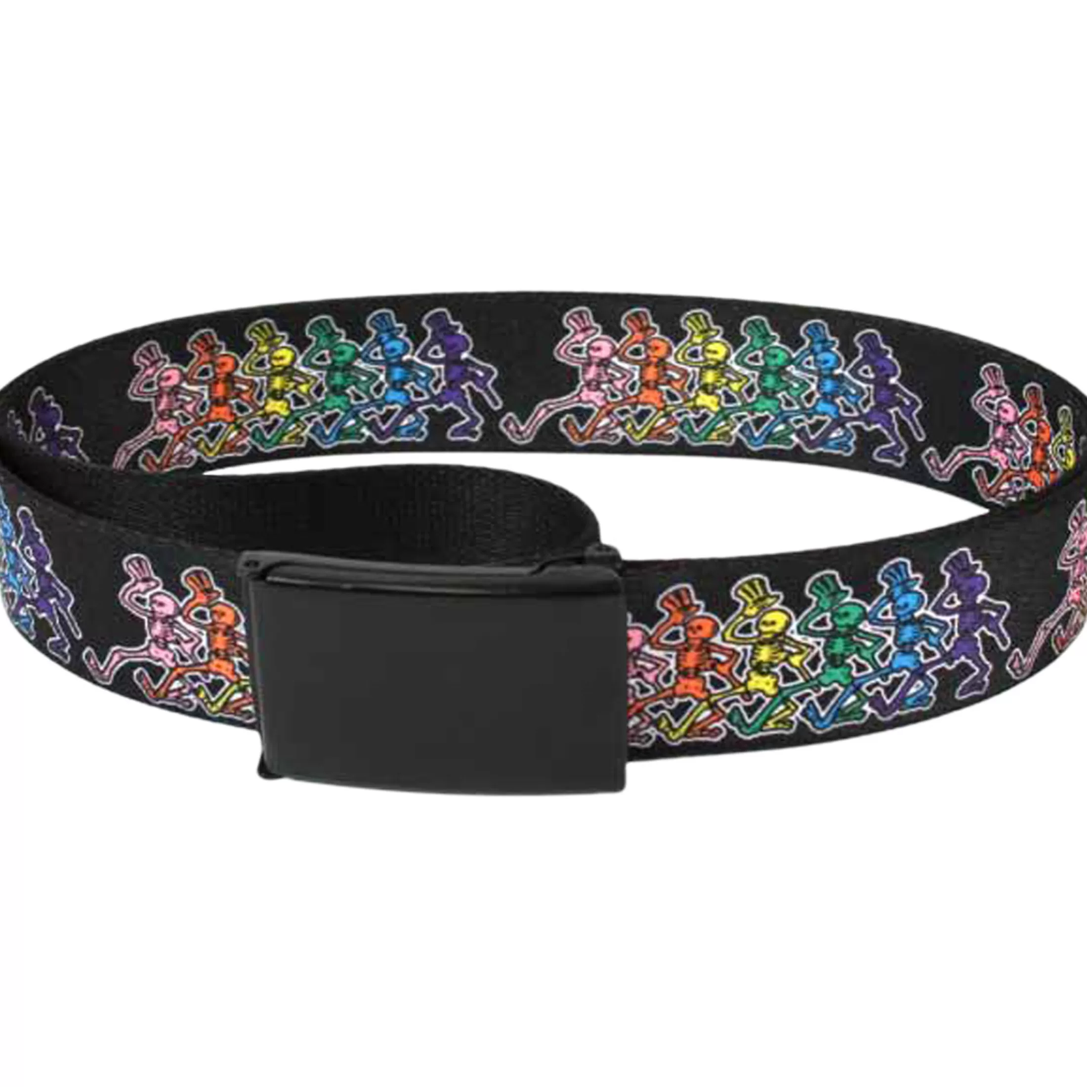 Belts | Grateful Dead<Liquid Blue Dancing Skeletons Adjustable Web Belt Black