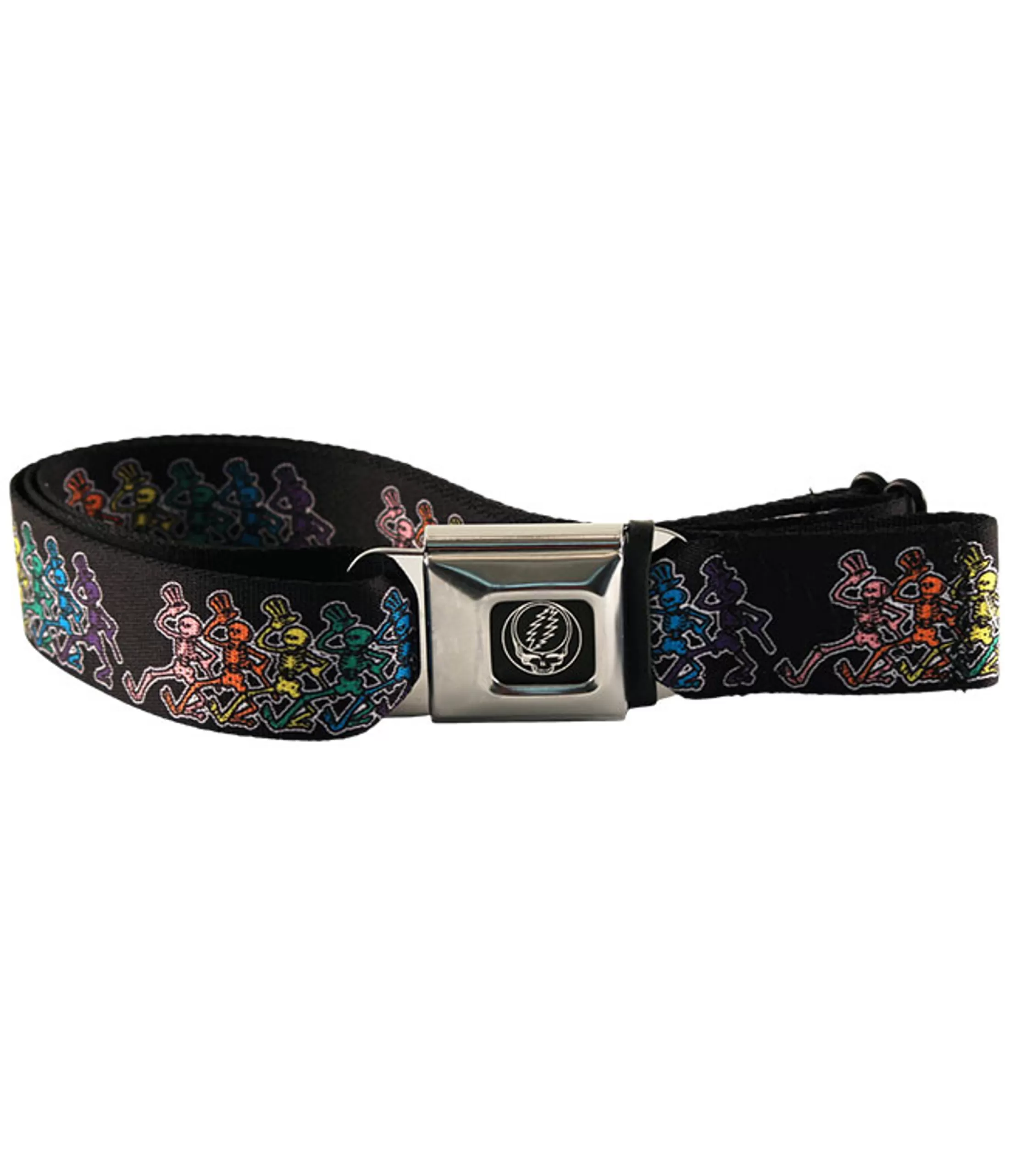 Belts | Grateful Dead<Liquid Blue Dancing Skeletons Seatbelt Belt Black