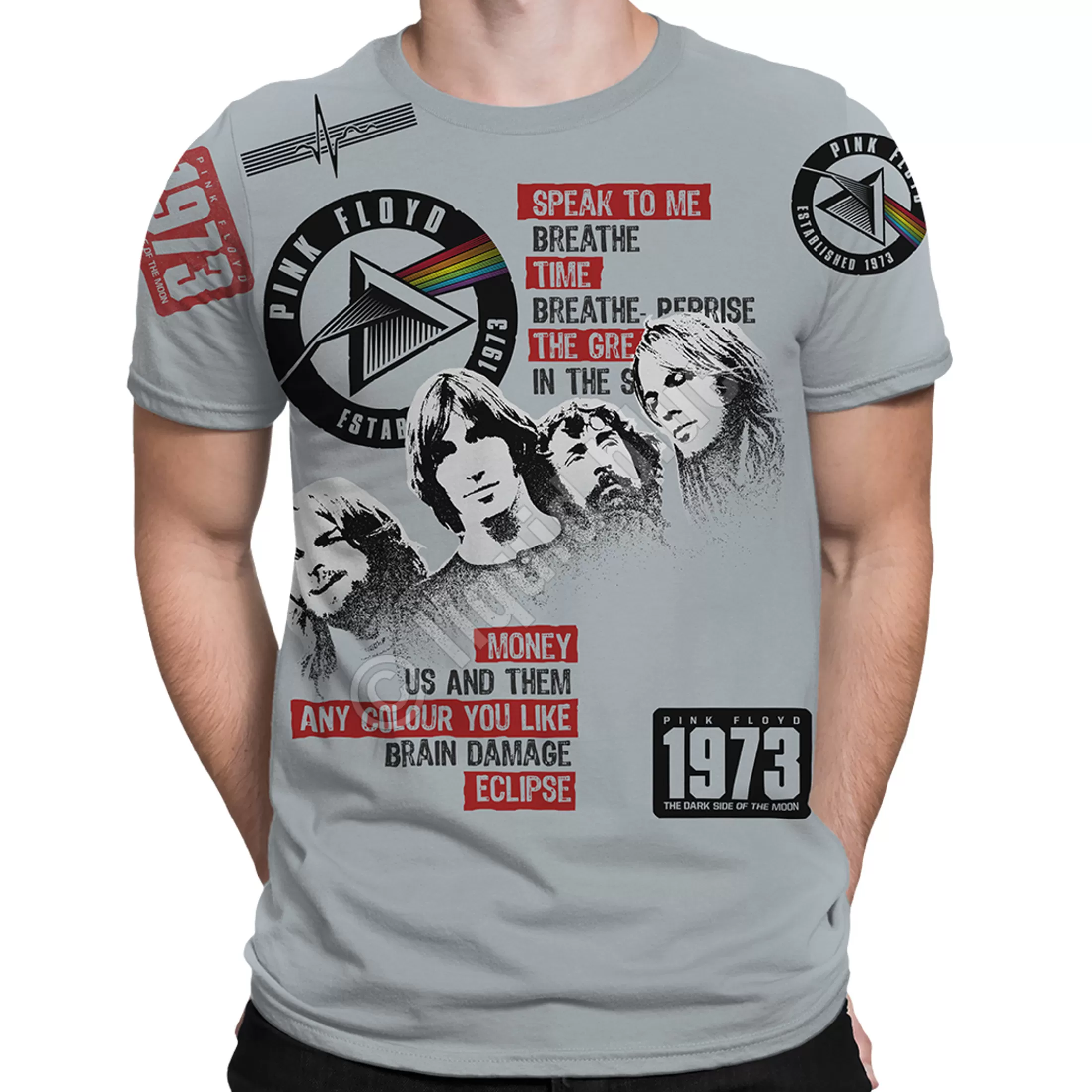 T-Shirt | Pink Floyd<Liquid Blue Dark Side 1973 Grey T-Shirt