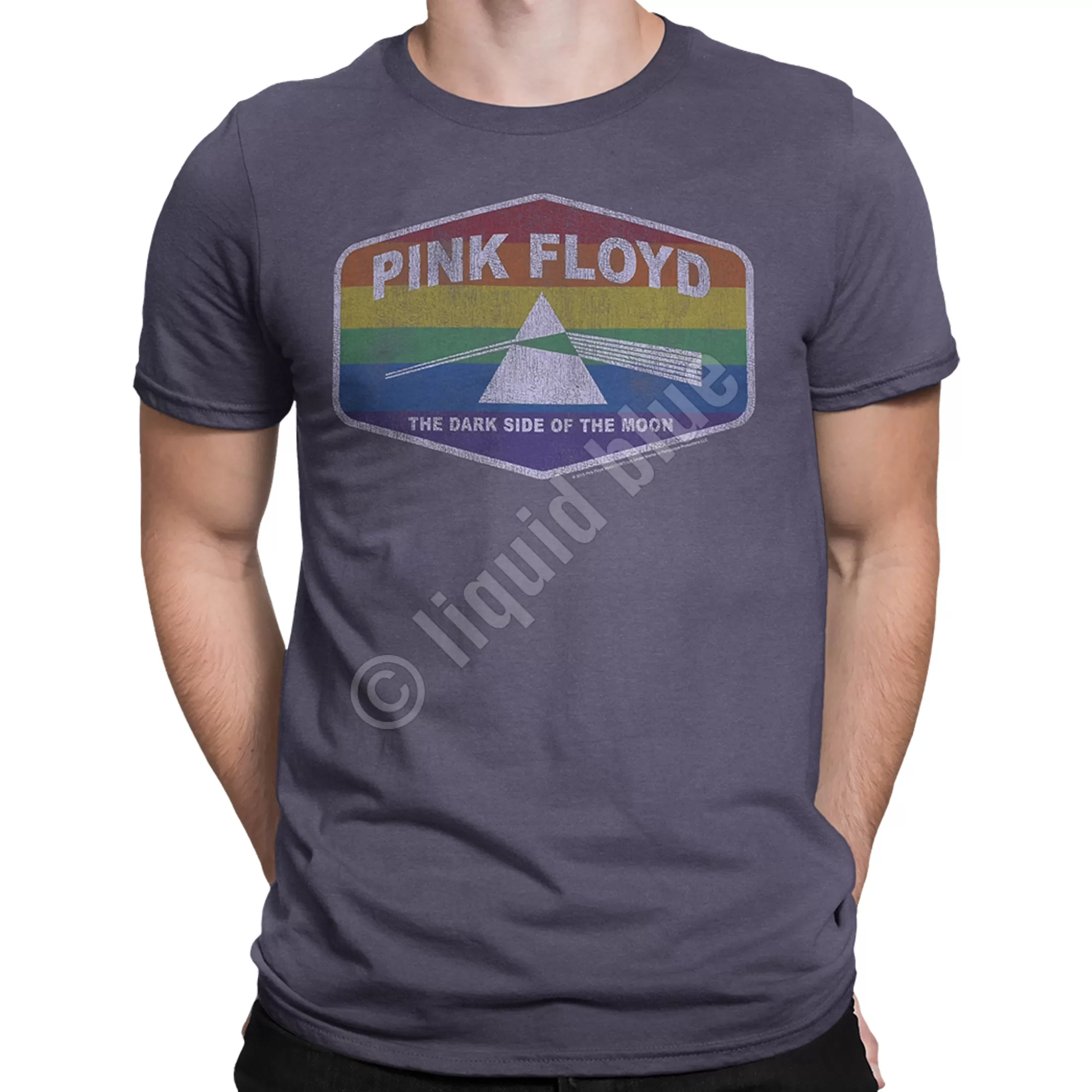 Athletic T-Shirt | Pink Floyd<Liquid Blue Dark Side Brand Grey Athletic T-Shirt