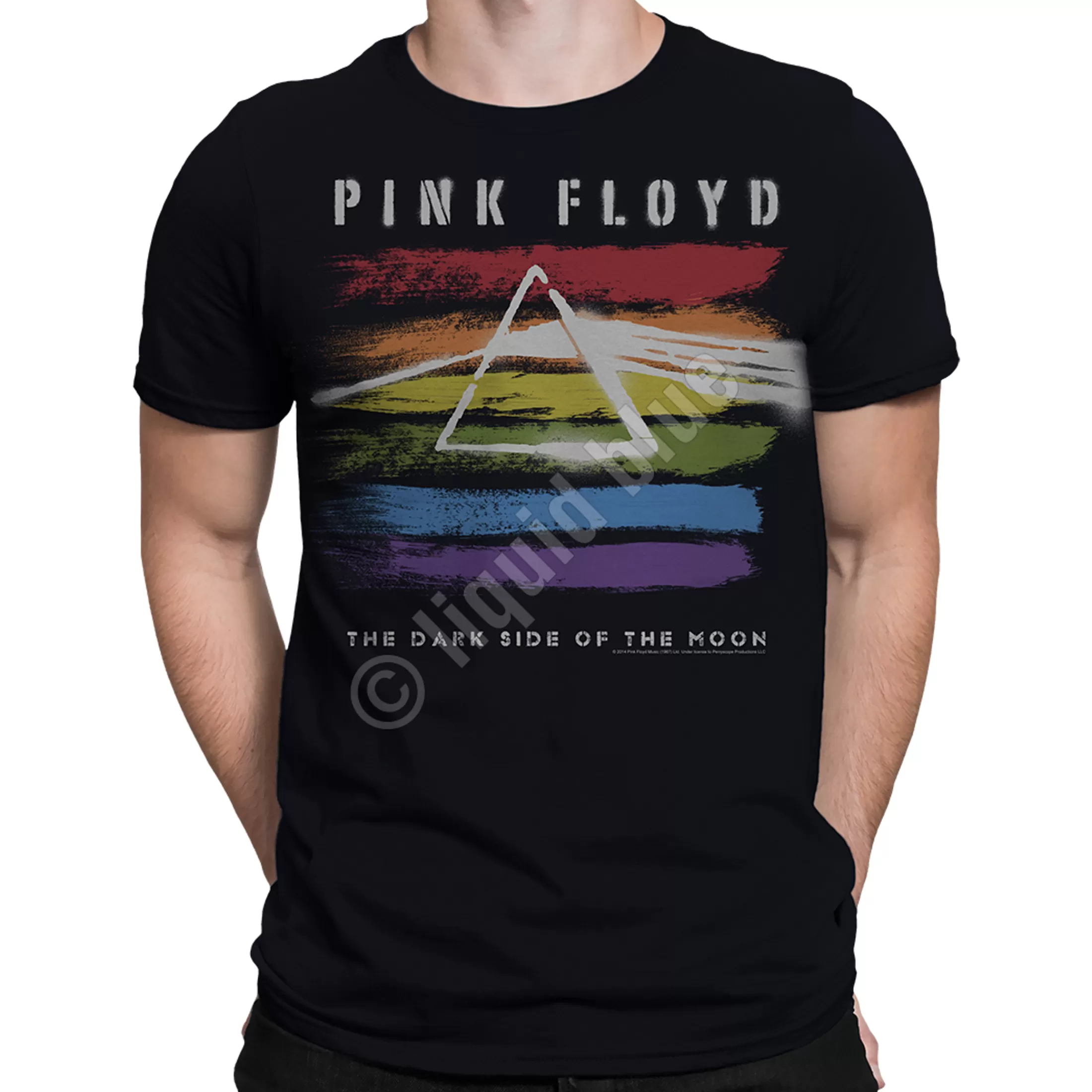 Athletic T-Shirt | Pink Floyd<Liquid Blue Dark Side Brushed Black Athletic T-Shirt