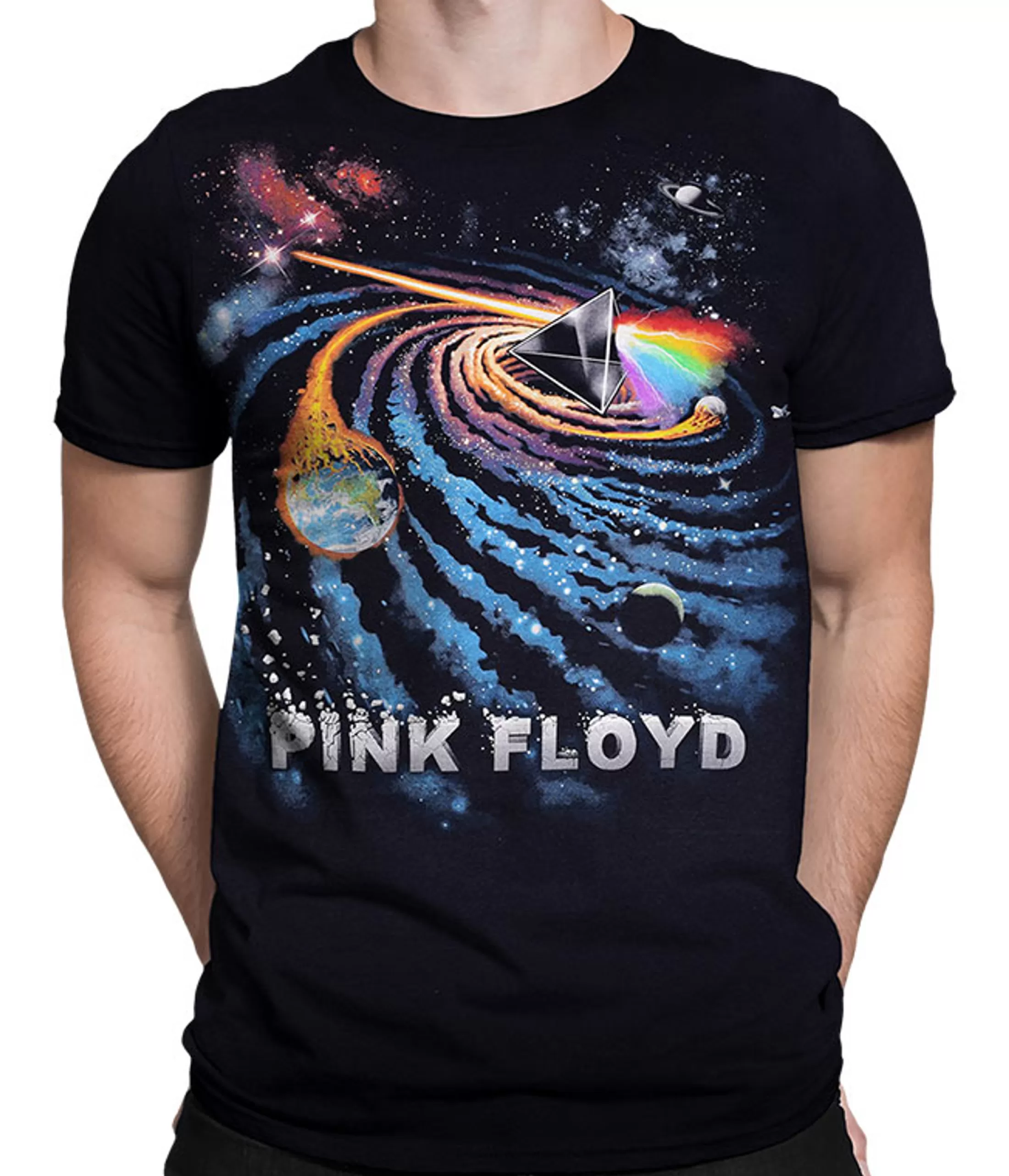 T-Shirt | Pink Floyd<Liquid Blue Dark Side Galactic Black T-Shirt