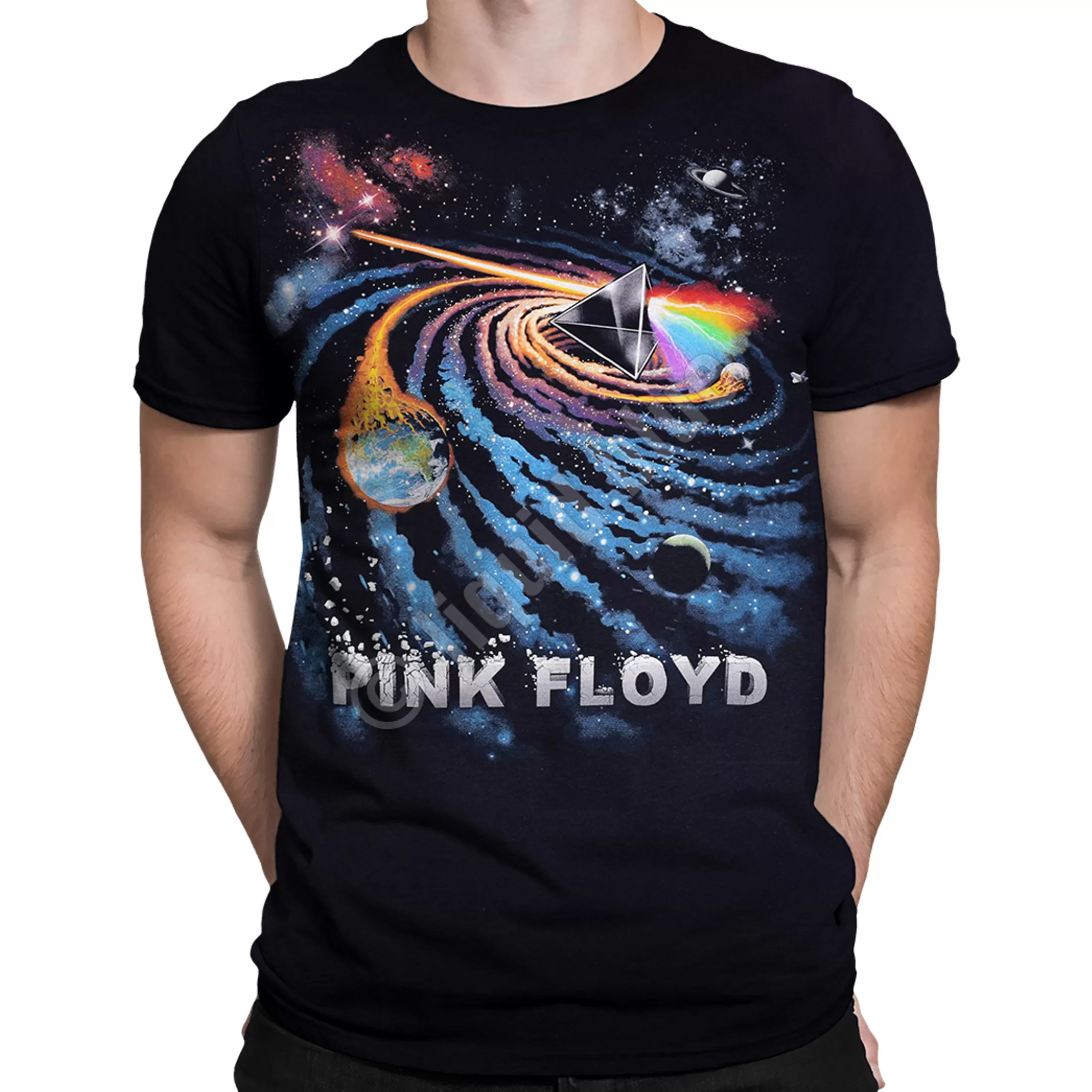 T-Shirt | Pink Floyd<Liquid Blue Dark Side Galactic Black T-Shirt