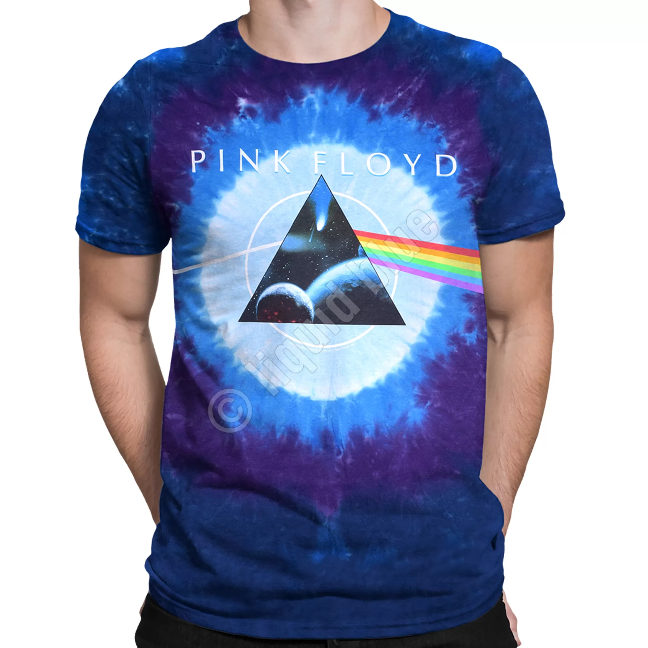 T-Shirt | Pink Floyd<Liquid Blue Dark Side Galaxy Tie-Dye T-Shirt