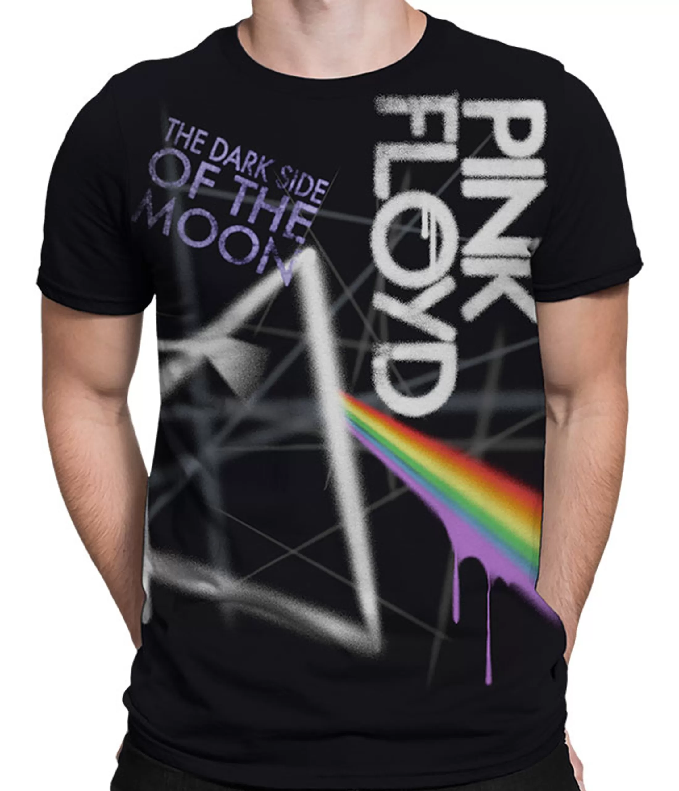 T-Shirt | Pink Floyd<Liquid Blue Dark Side Graffiti Black T-Shirt