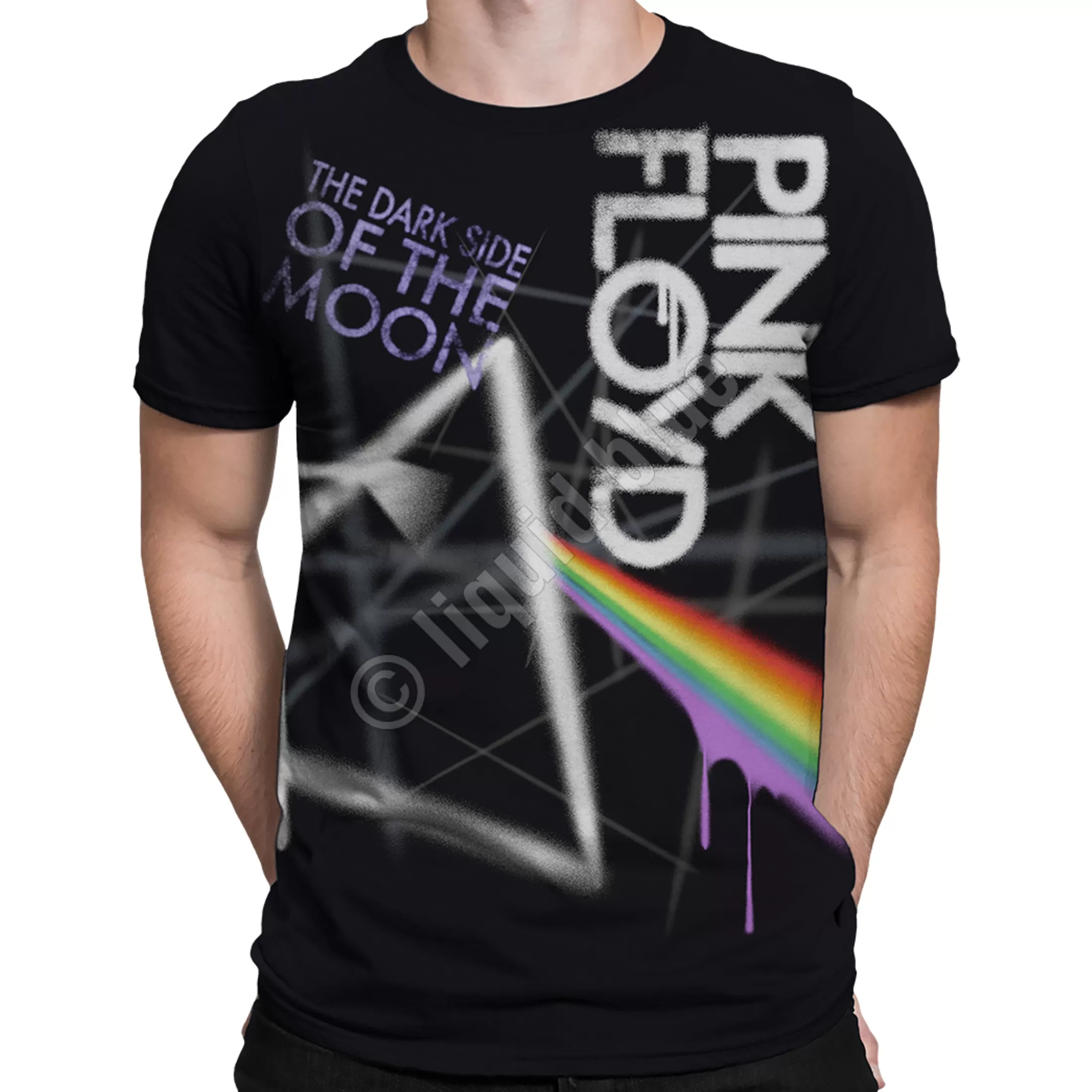 T-Shirt | Pink Floyd<Liquid Blue Dark Side Graffiti Black T-Shirt