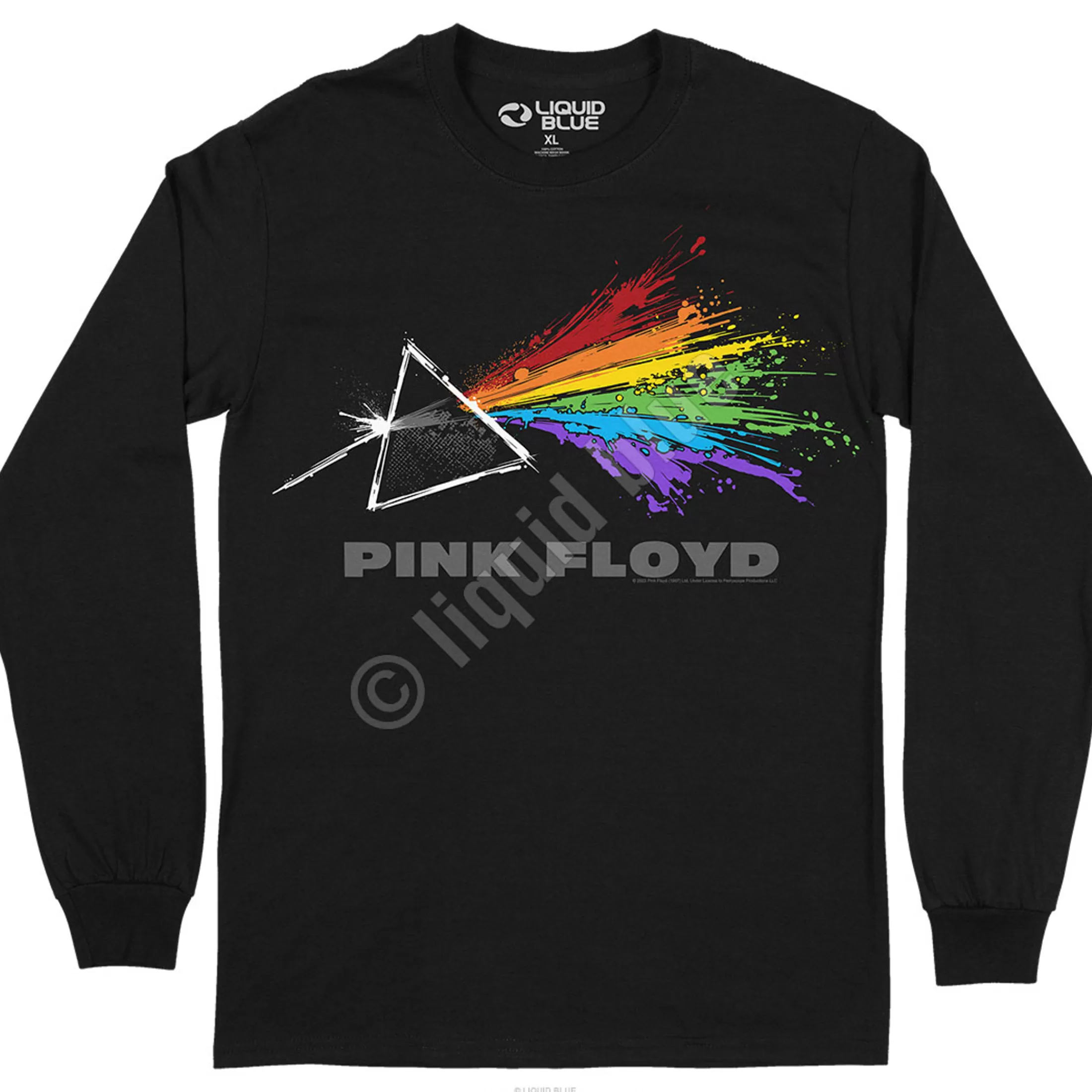 Long Sleeve | Pink Floyd<Liquid Blue Dark Side Liquid Long Sleeve T-Shirt