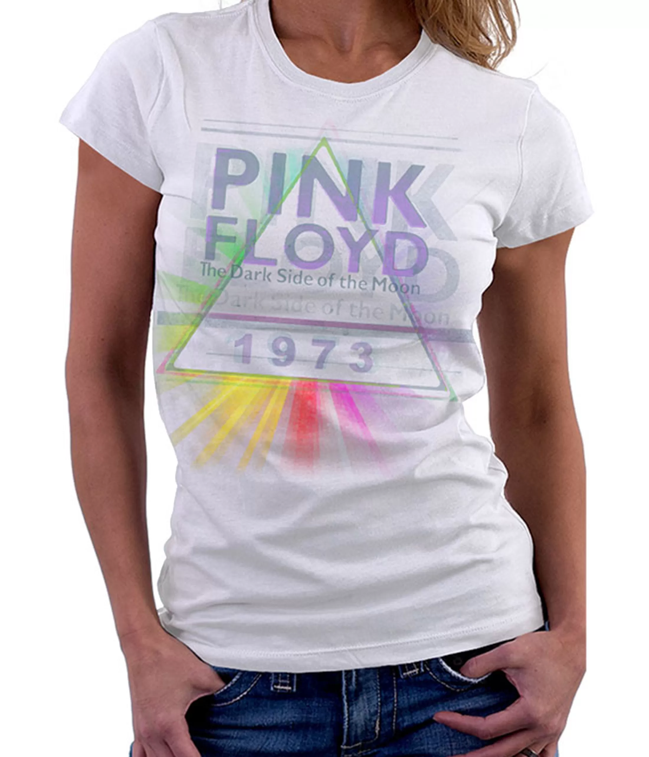 Womens Long Length | Pink Floyd<Liquid Blue Dark Side Mist White Womens Long Length T-Shirt