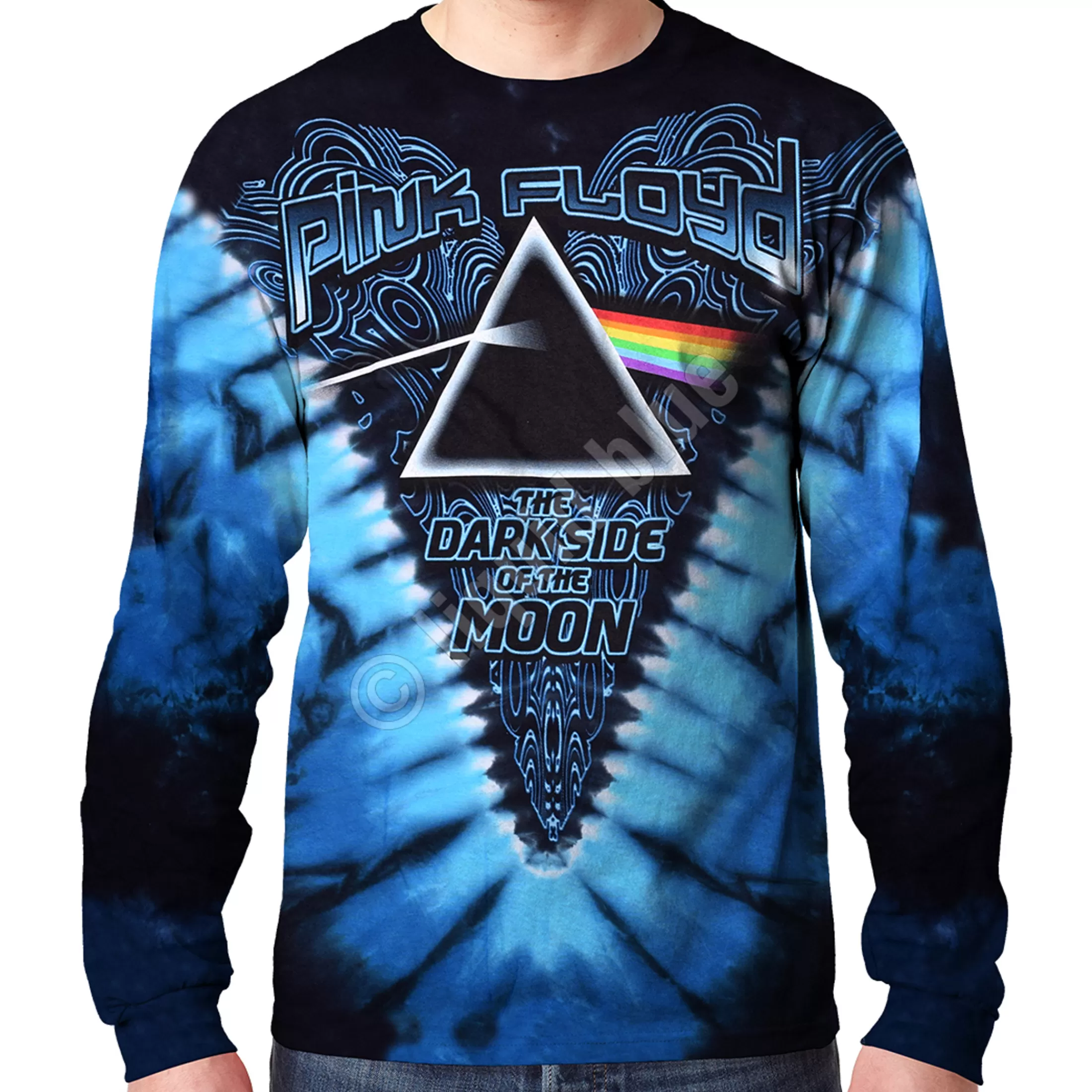 Long Sleeve | Pink Floyd<Liquid Blue Dark Side Of The Moon Tie-Dye Long Sleeve T-Shirt