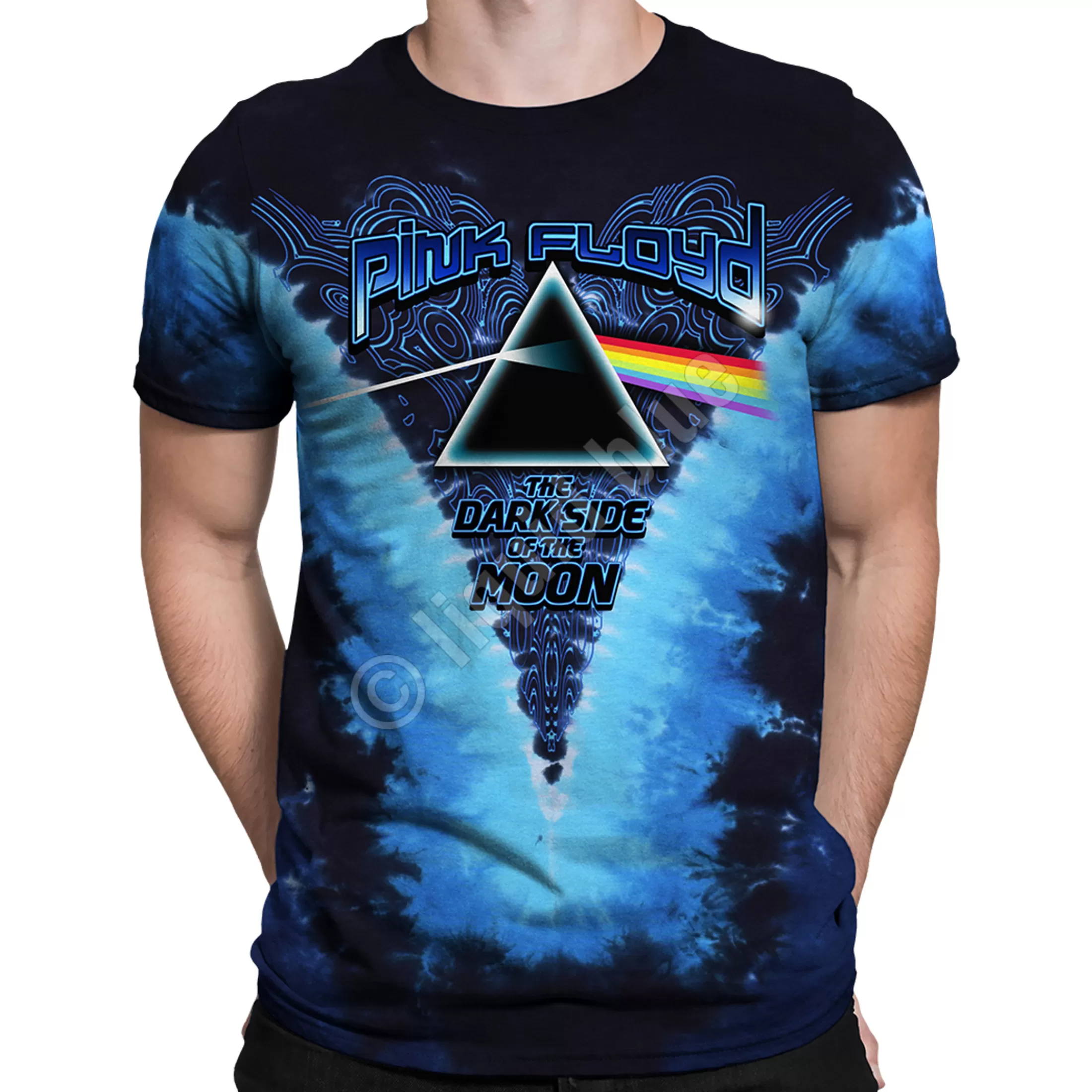 T-Shirt | Pink Floyd<Liquid Blue Dark Side Of The Moon Tie-Dye T-Shirt