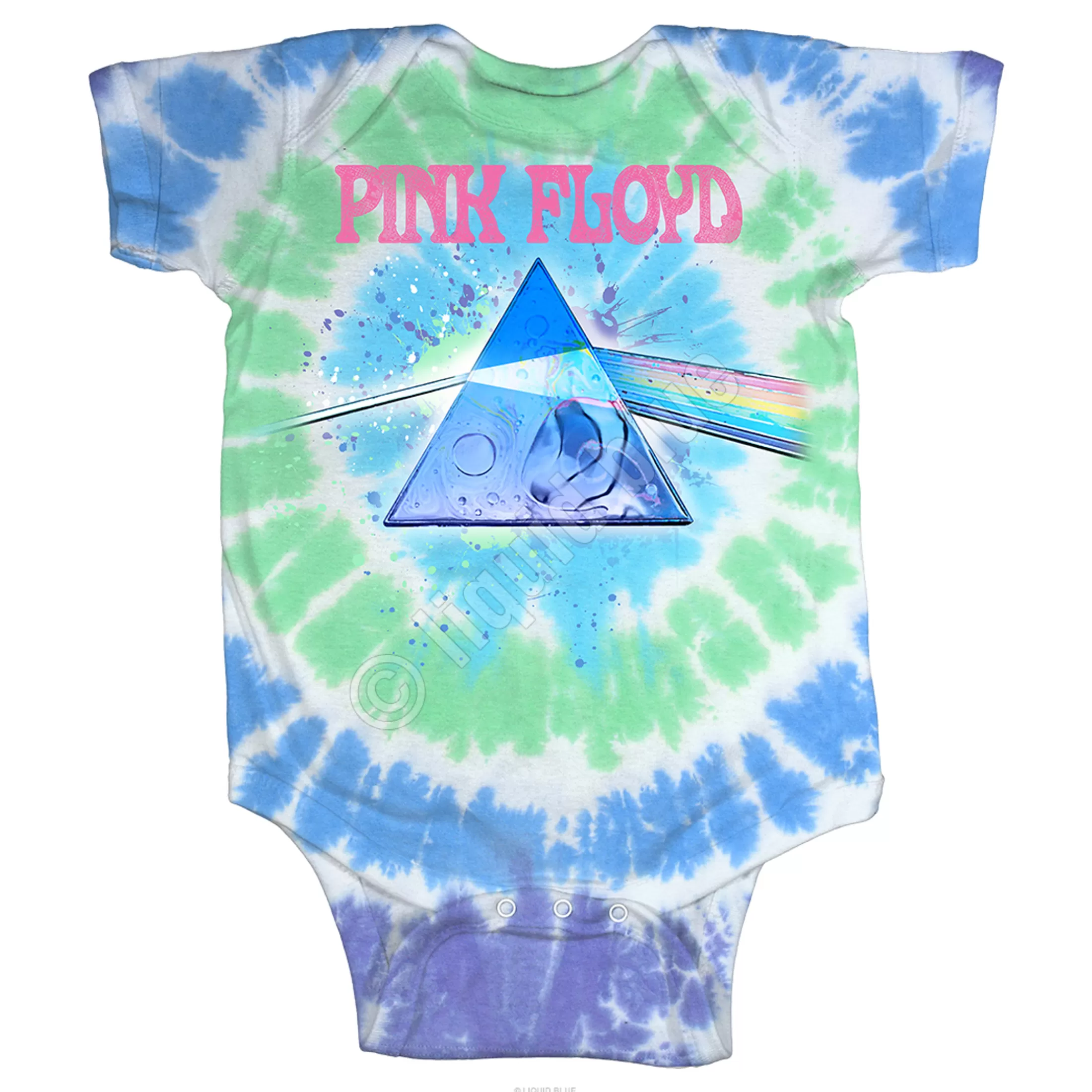 Onesies | Pink Floyd<Liquid Blue Dark Side Oil Paint Tie-Dye Onesie