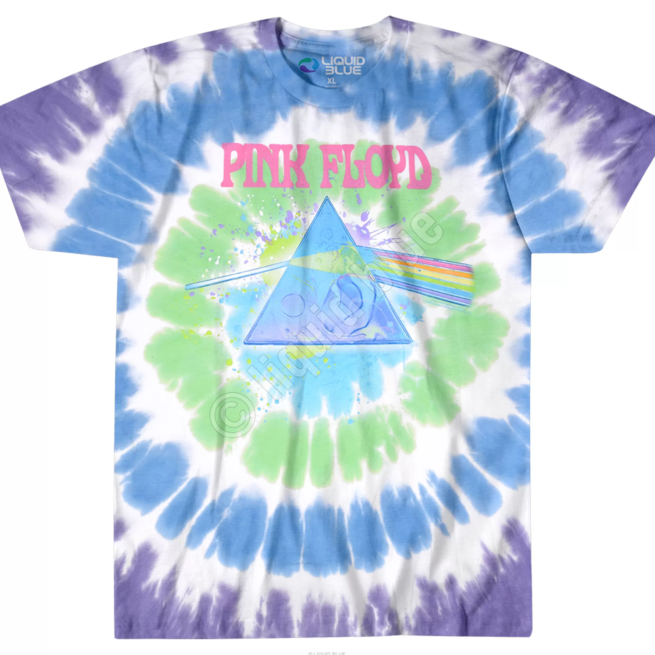 T-Shirt | Pink Floyd<Liquid Blue Dark Side Oil Paint Tie-Dye T-Shirt