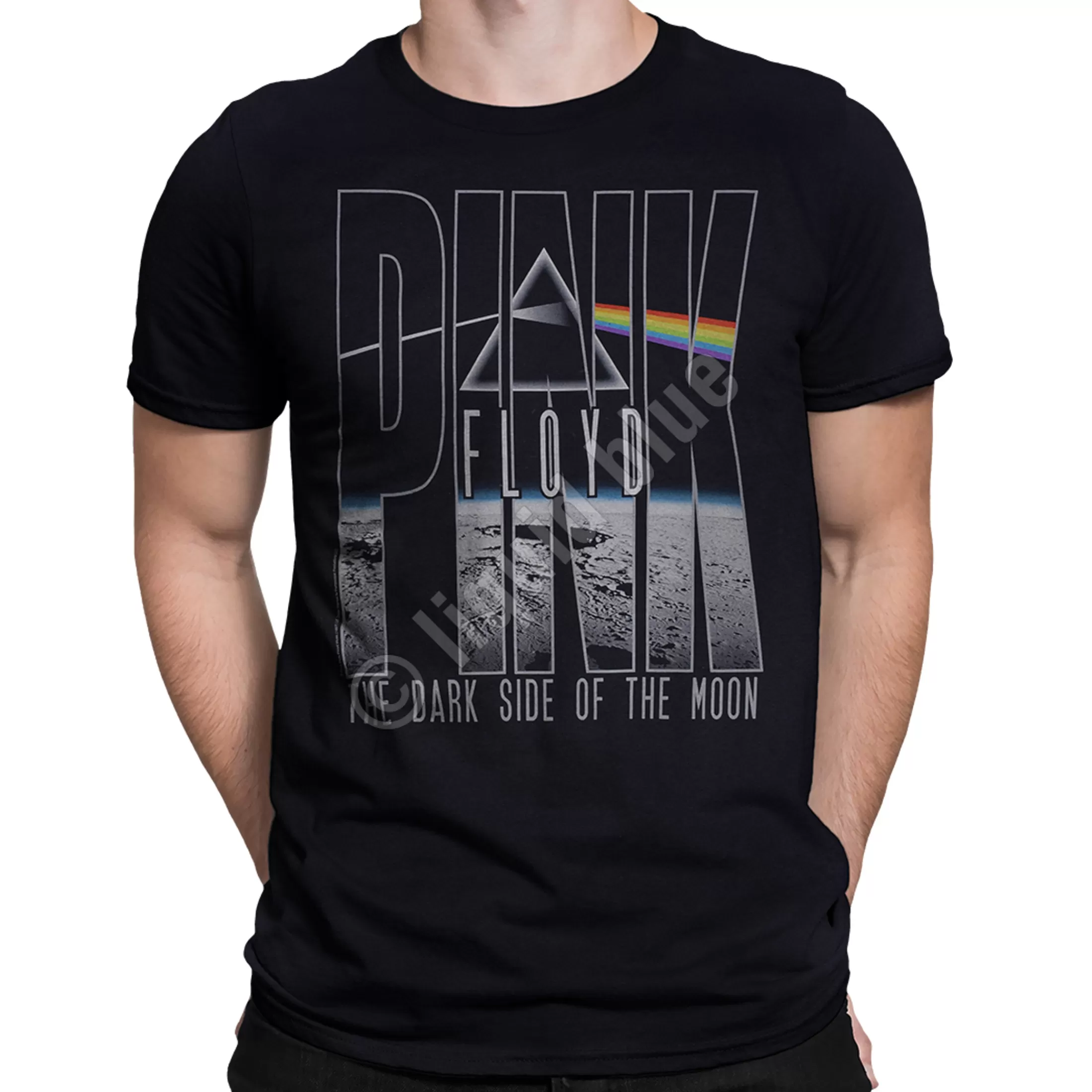 T-Shirt | Pink Floyd<Liquid Blue Dark Side Orbit Black T-Shirt