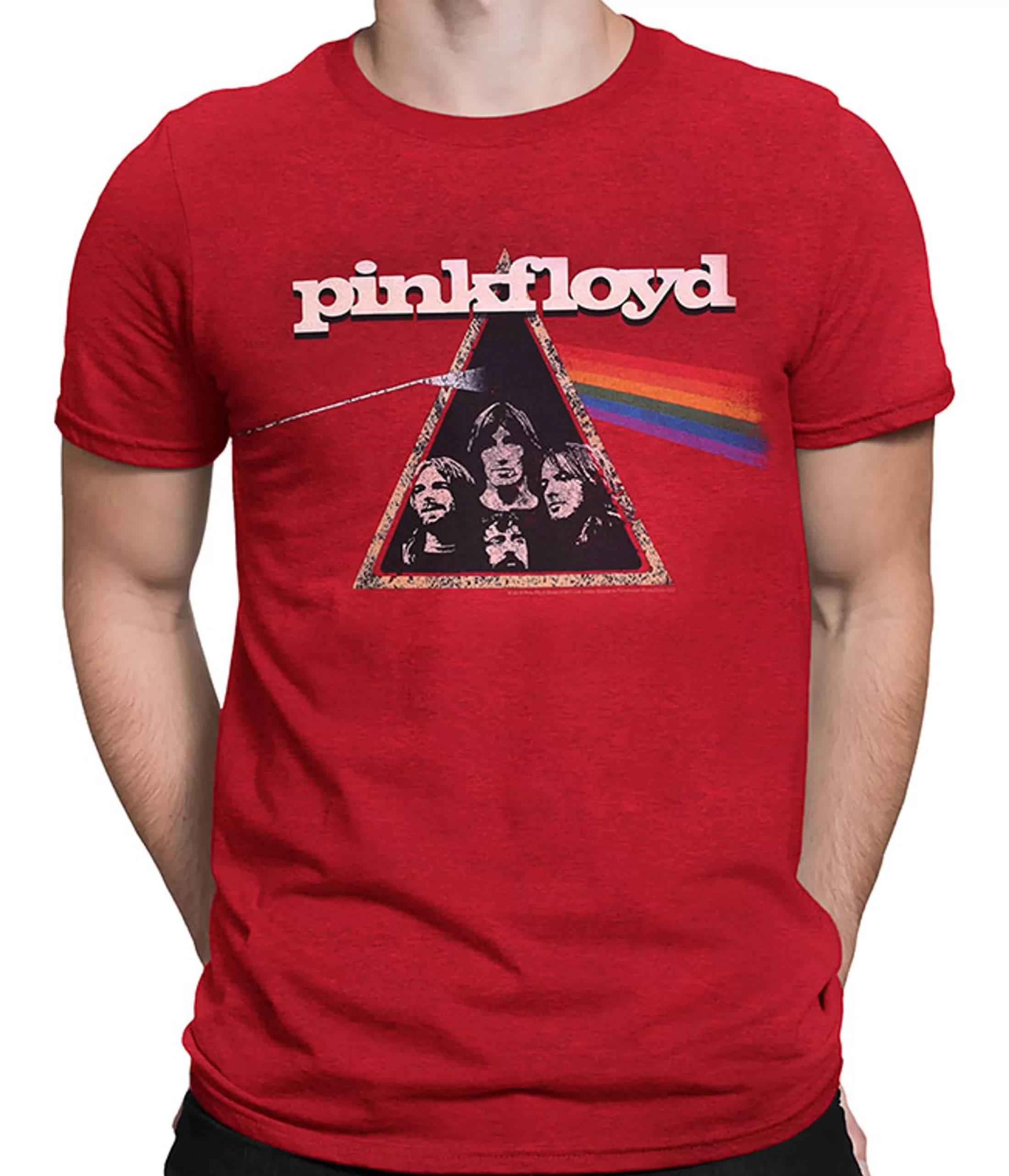 Poly-Cotton T-Shirt | Pink Floyd<Liquid Blue Dark Side Retro Red Heather Poly-Cotton T-Shirt