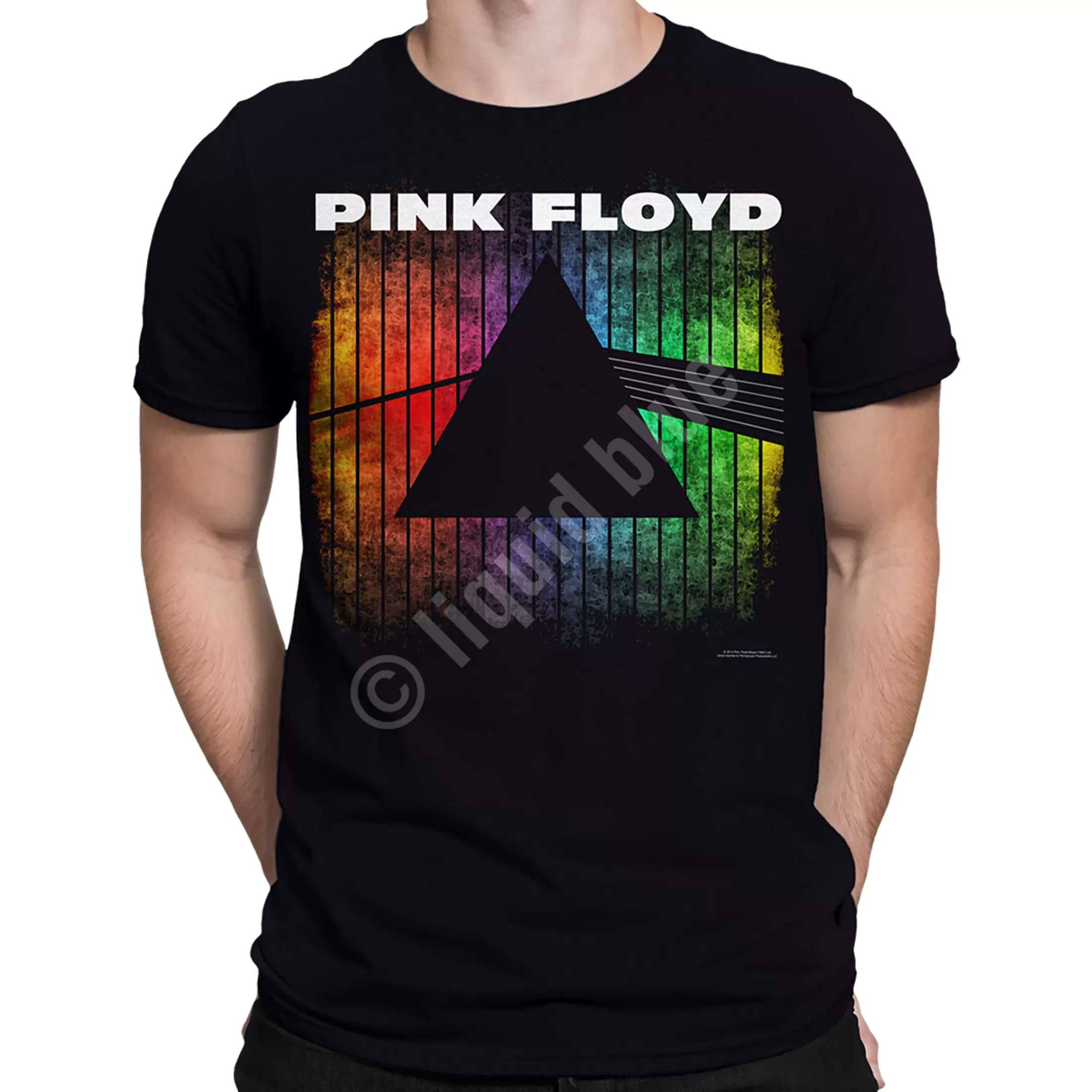 Athletic T-Shirt | Pink Floyd<Liquid Blue Dark Side Silhouette Black Athletic T-Shirt