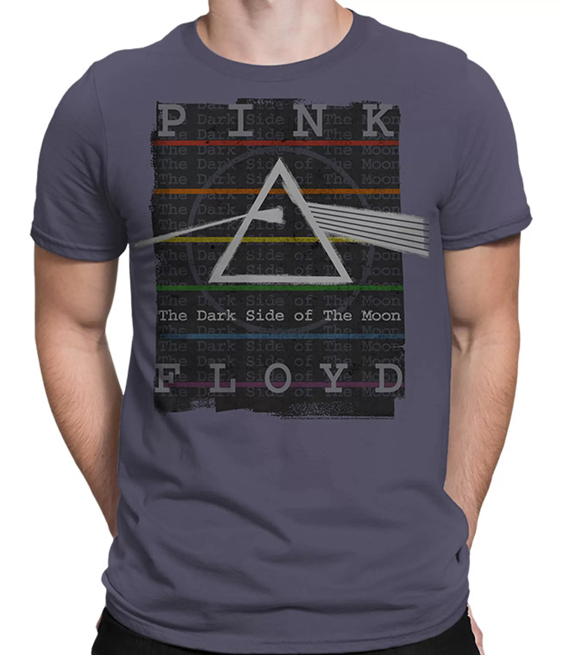 Athletic T-Shirt | Pink Floyd<Liquid Blue Dark Side Stamp Grey Athletic T-Shirt