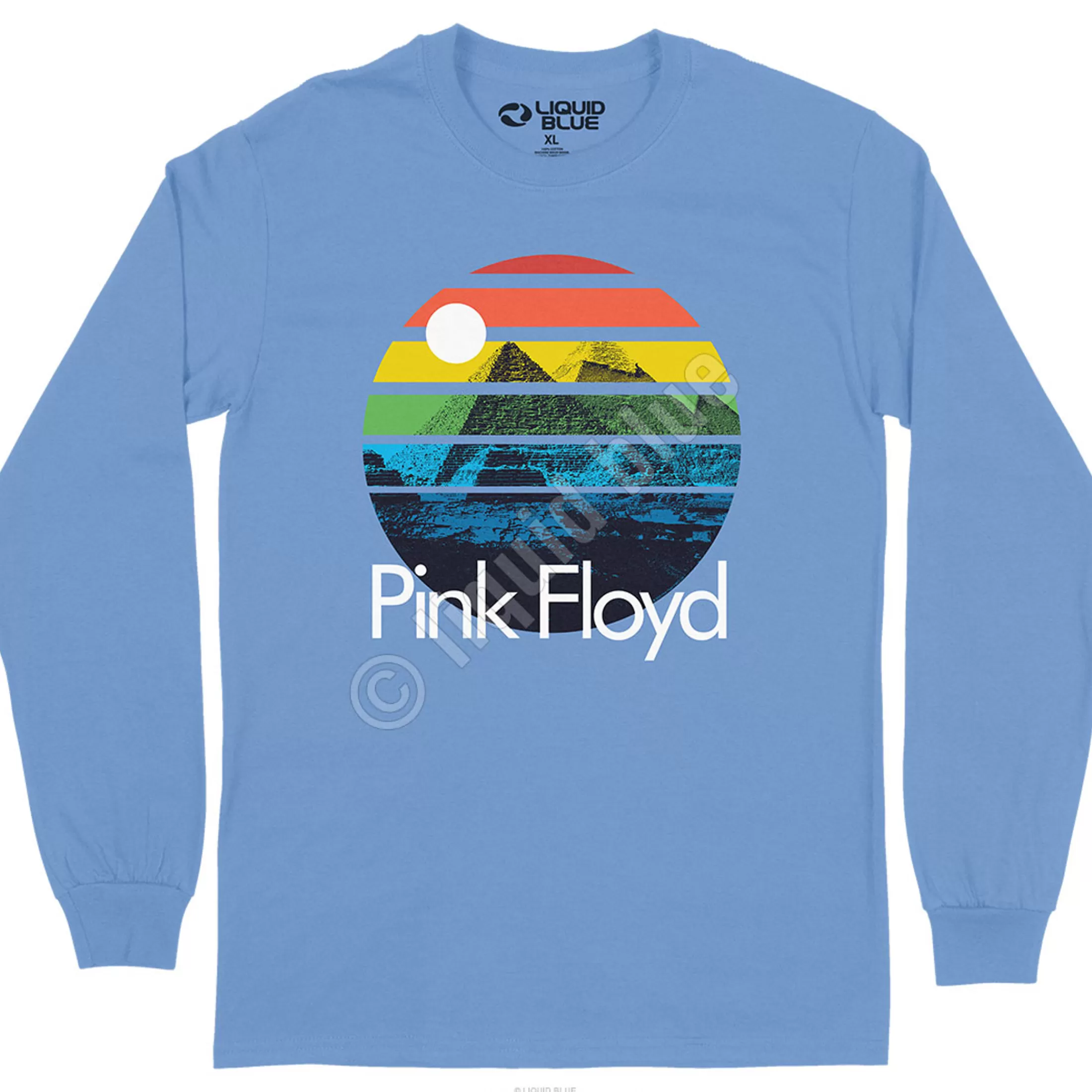 Long Sleeve | Pink Floyd<Liquid Blue Dark Side Sunset Long Sleeve T-Shirt