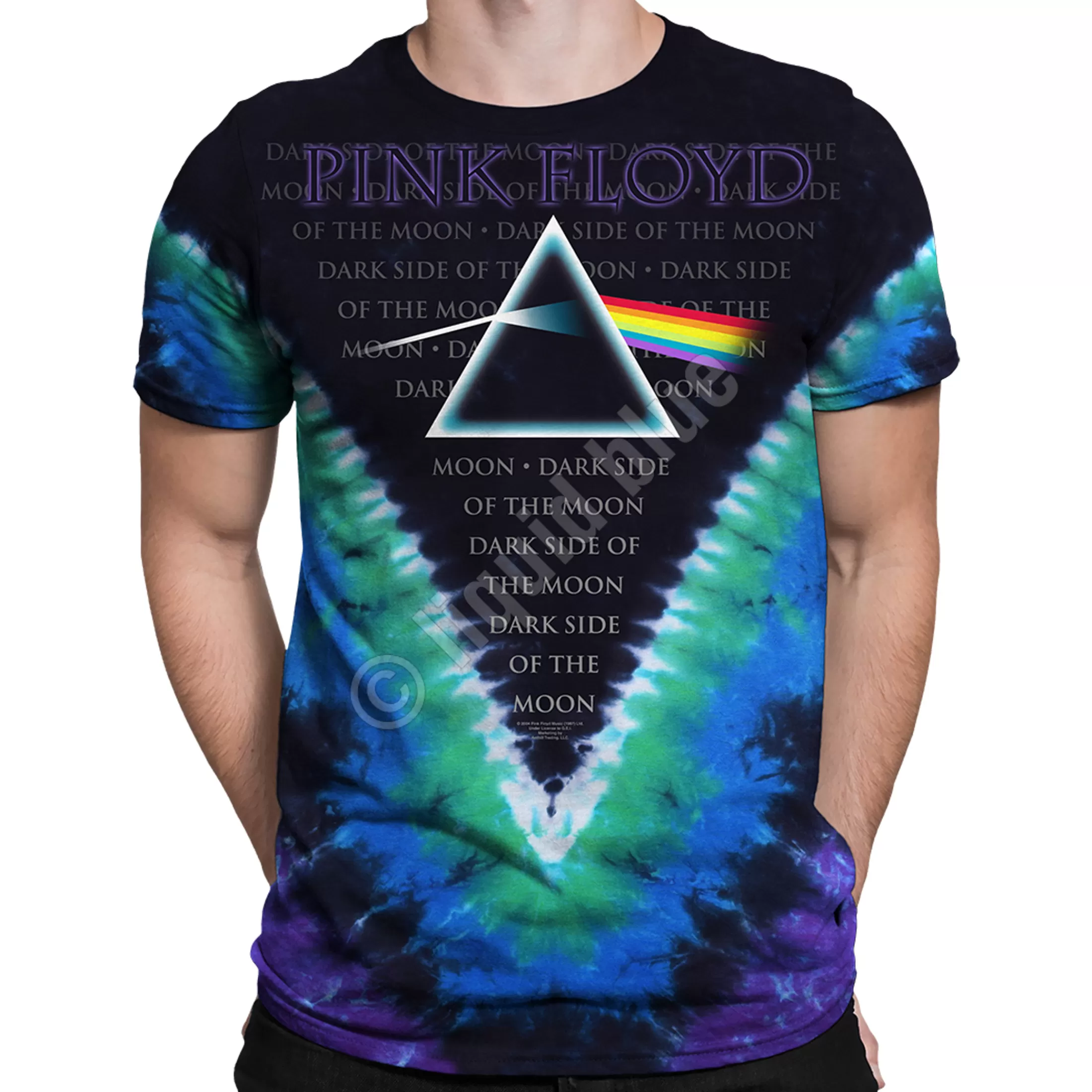 T-Shirt | Pink Floyd<Liquid Blue Dark Side Vdye Tie-Dye T-Shirt