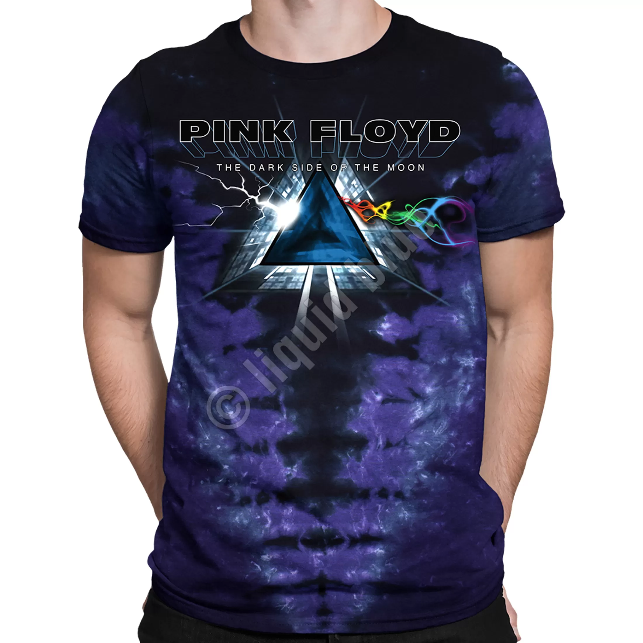 T-Shirt | Pink Floyd<Liquid Blue Dark Side Vortex Tie-Dye T-Shirt