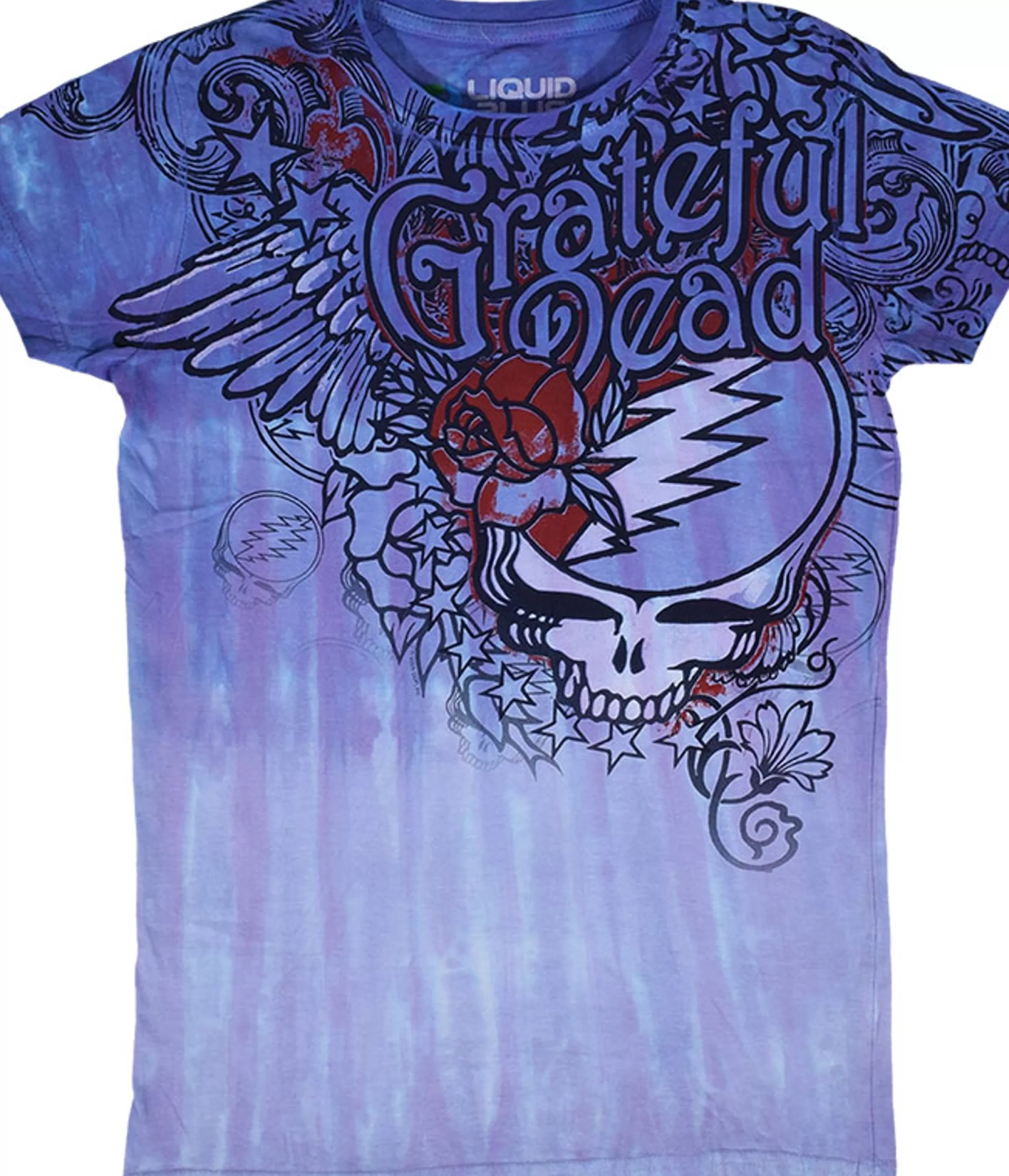 Juniors Long Length | Grateful Dead<Liquid Blue Dead Flowers Tie-Dye Juniors Long Length T-Shirt