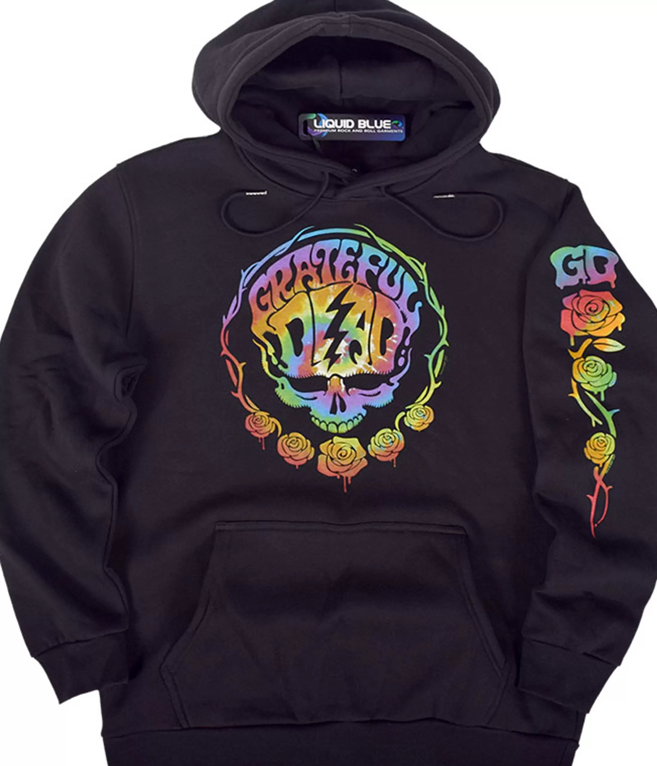 Hoodie | Grateful Dead<Liquid Blue Deadhead Black Sleeve Printed Hoodie