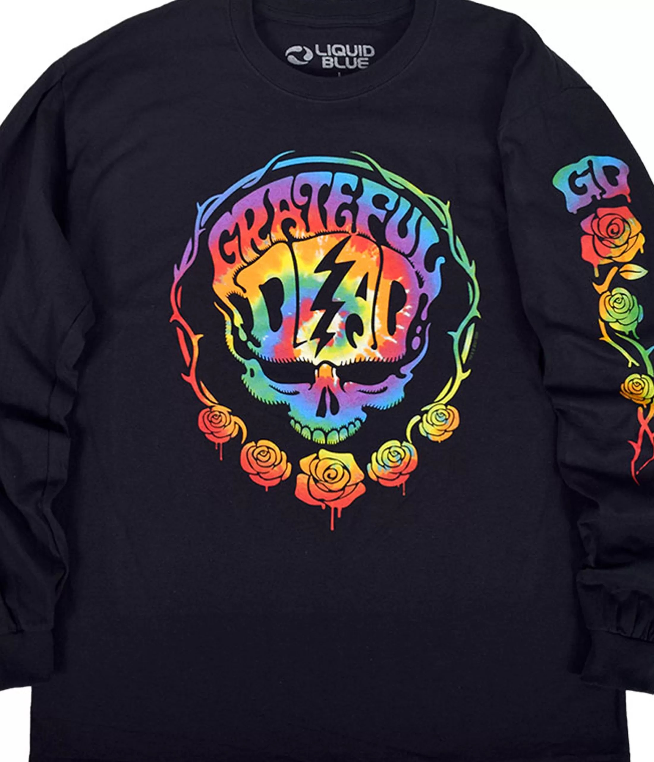 Long Sleeve | Grateful Dead<Liquid Blue Deadhead Black Sleeve Printed Long Sleeve T-Shirt