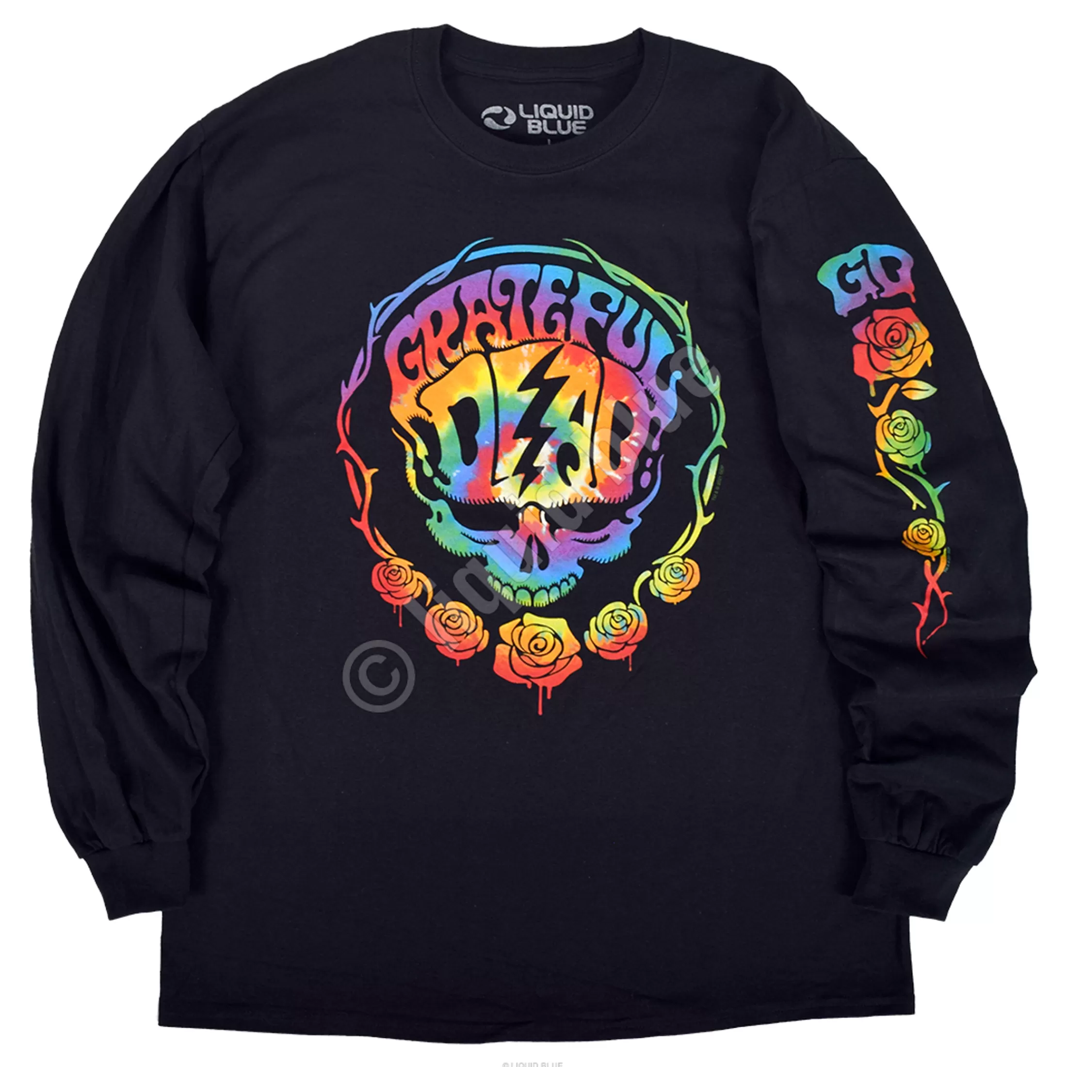 Long Sleeve | Grateful Dead<Liquid Blue Deadhead Black Sleeve Printed Long Sleeve T-Shirt