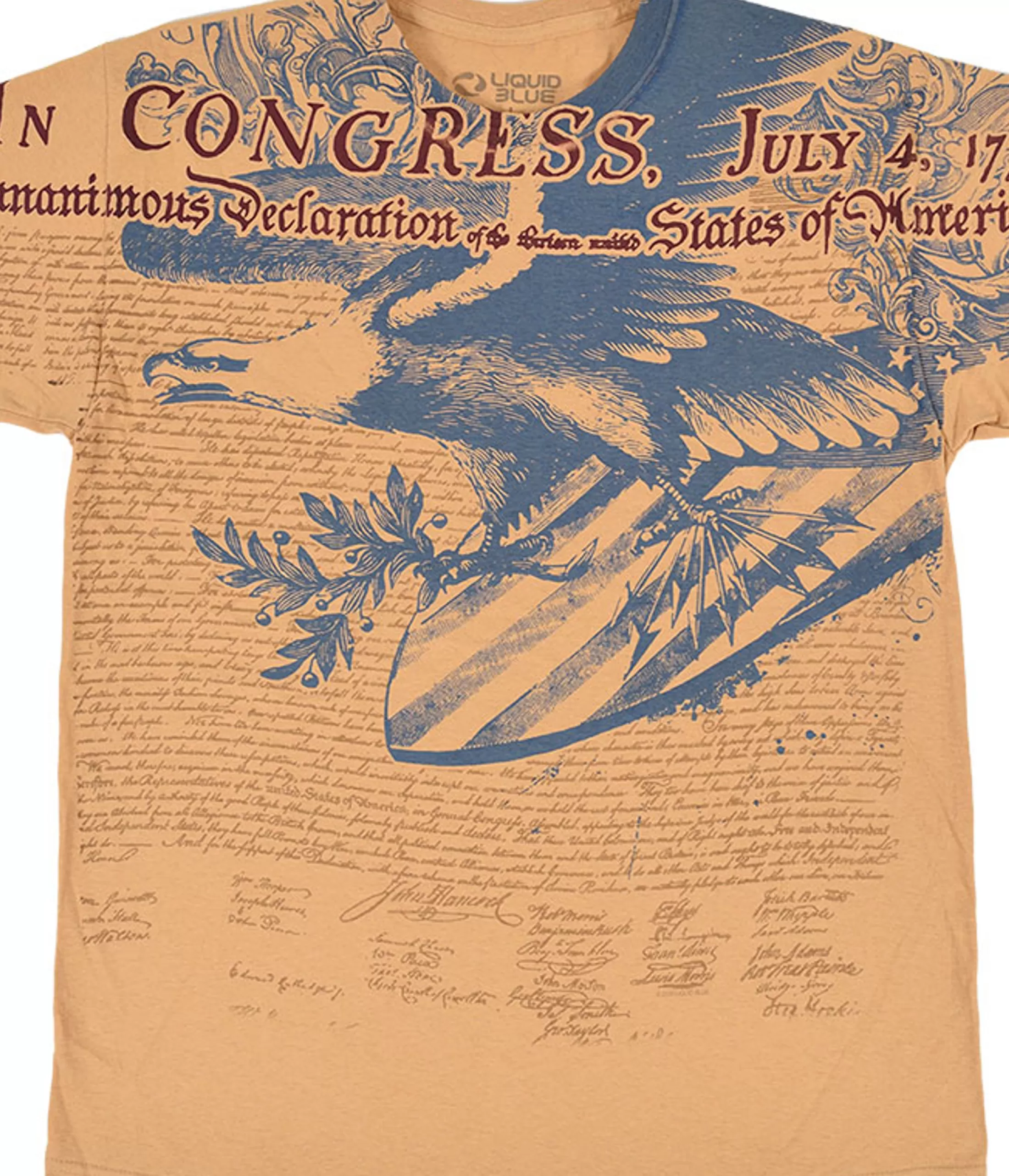 T-Shirt | Americana<Liquid Blue Declaration of Independence Gold T-Shirt