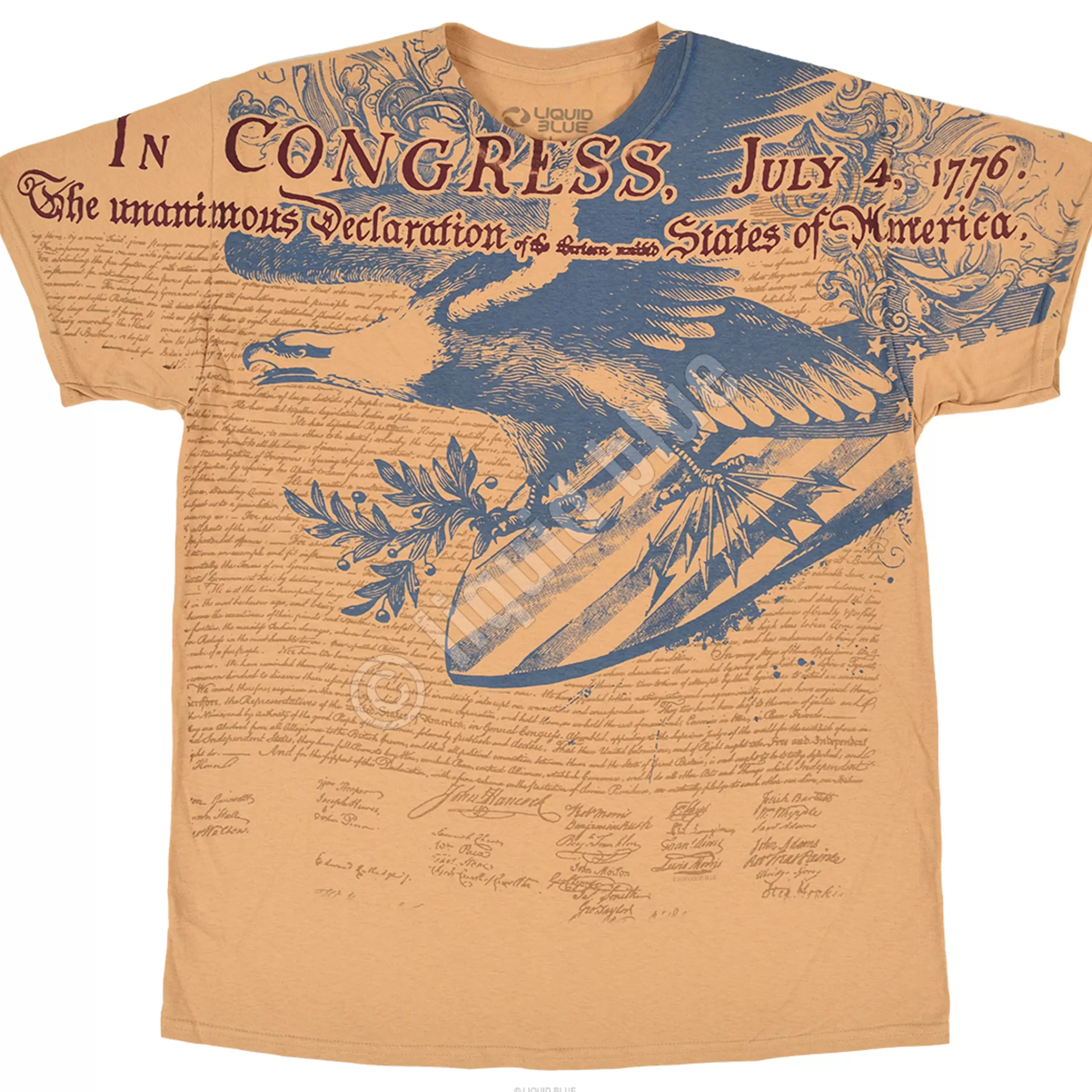 T-Shirt | Americana<Liquid Blue Declaration of Independence Gold T-Shirt