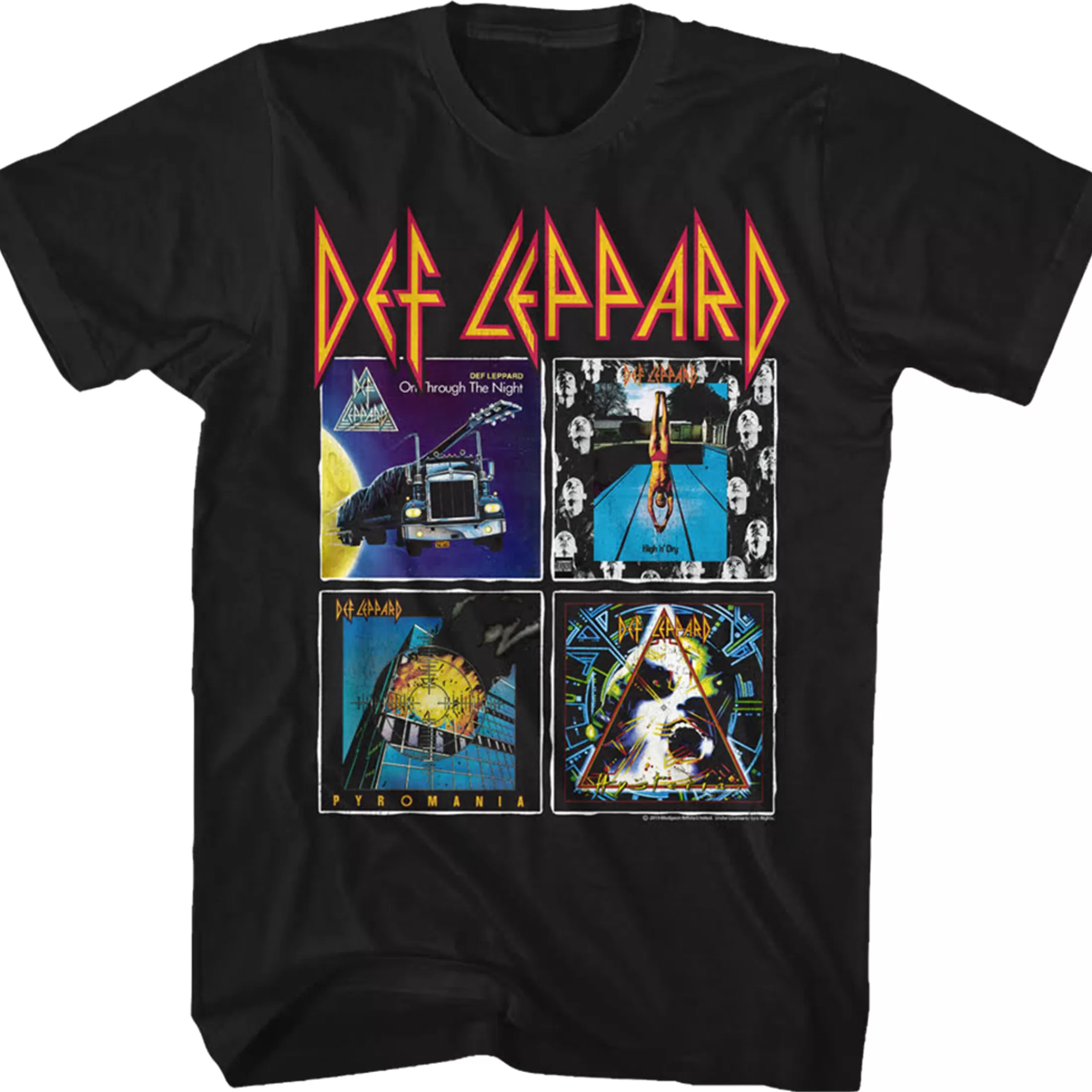 T-Shirt | Def Leppard<Liquid Blue Def Leppard Albums Black T-Shirt