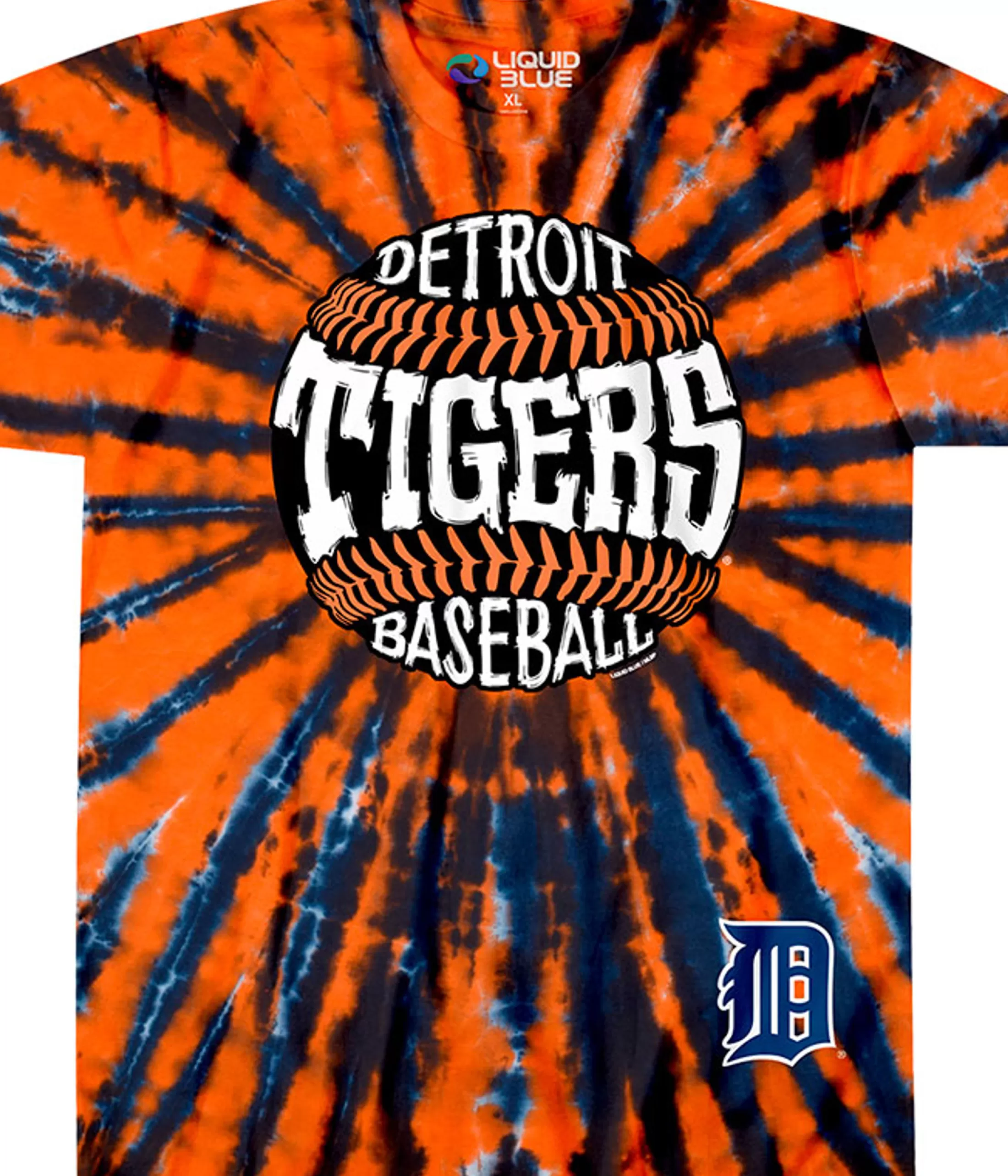 T-Shirt | Detroit Tigers<Liquid Blue Detroit Tigers Burst Tie-Dye T-Shirt