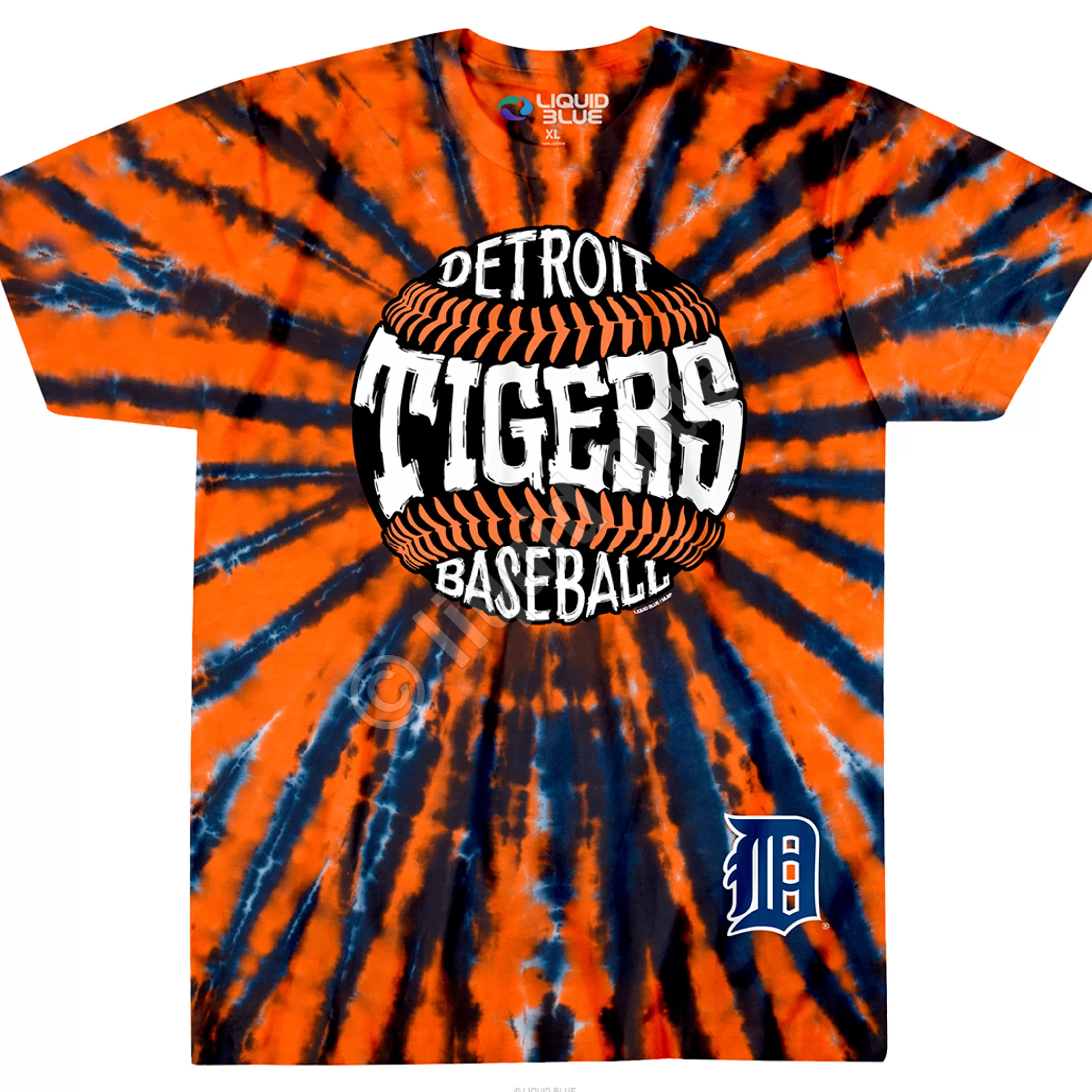 T-Shirt | Detroit Tigers<Liquid Blue Detroit Tigers Burst Tie-Dye T-Shirt