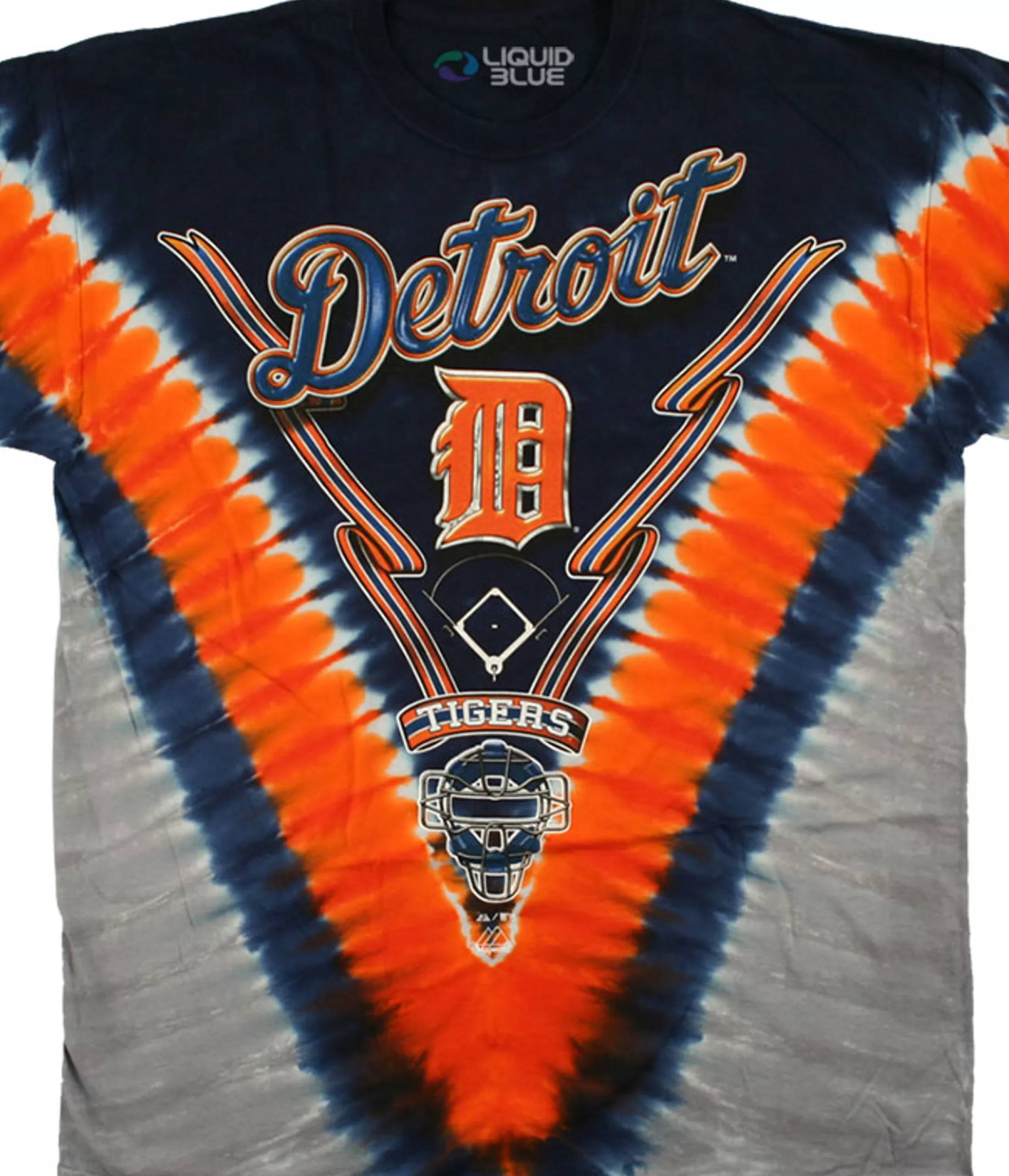 T-Shirt | Detroit Tigers<Liquid Blue Detroit Tigers V Tie-Dye T-Shirt