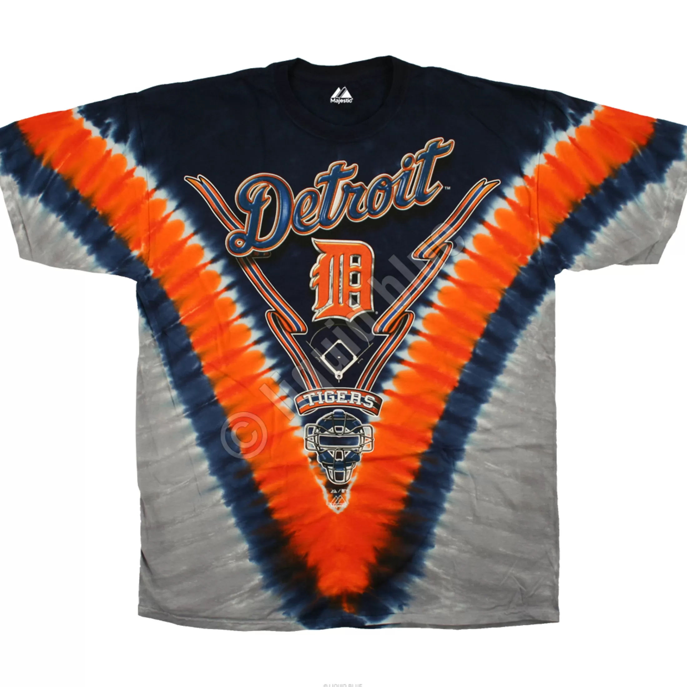 T-Shirt | Detroit Tigers<Liquid Blue Detroit Tigers V Tie-Dye T-Shirt