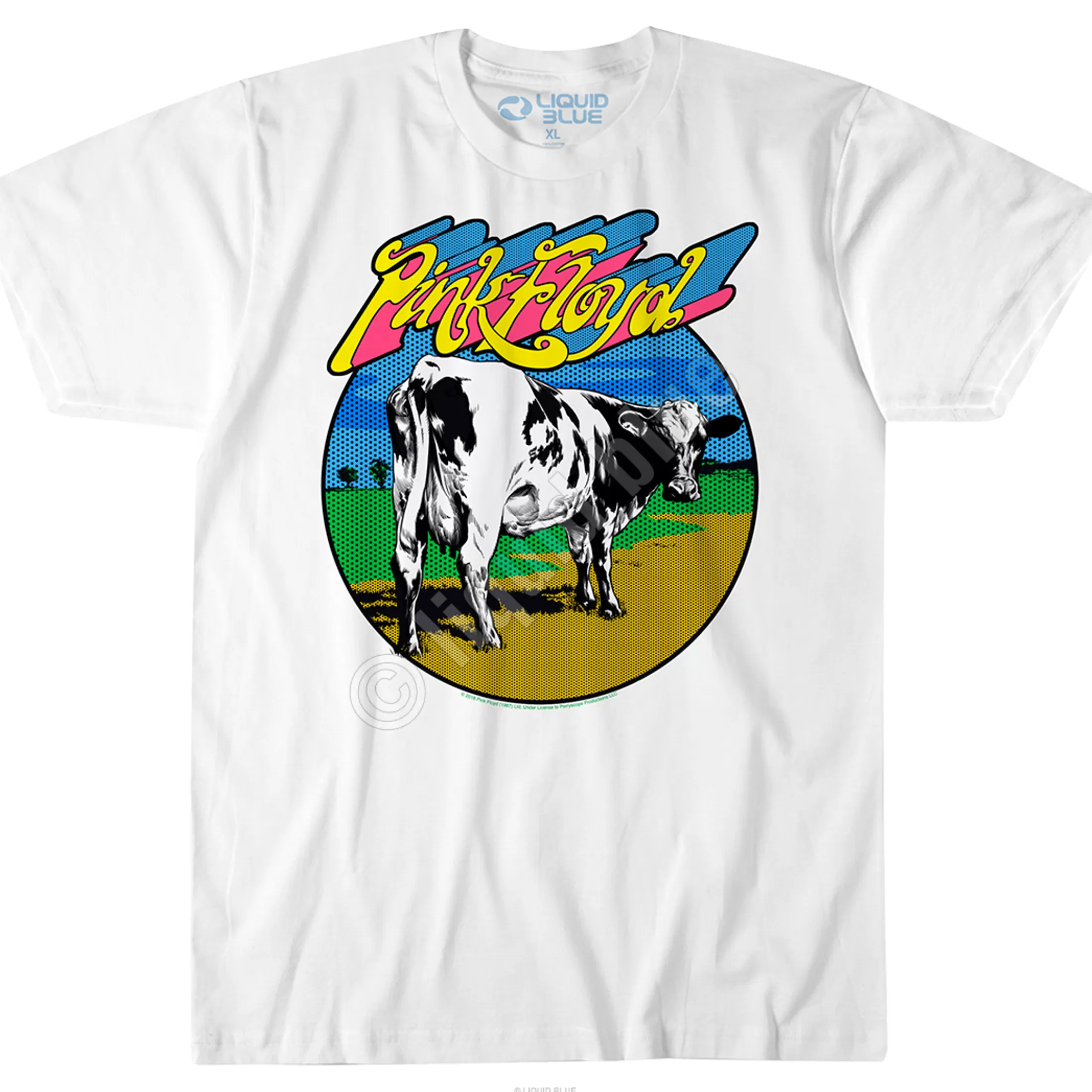 T-Shirt | Pink Floyd<Liquid Blue Distant Bells White Athletic T-Shirt