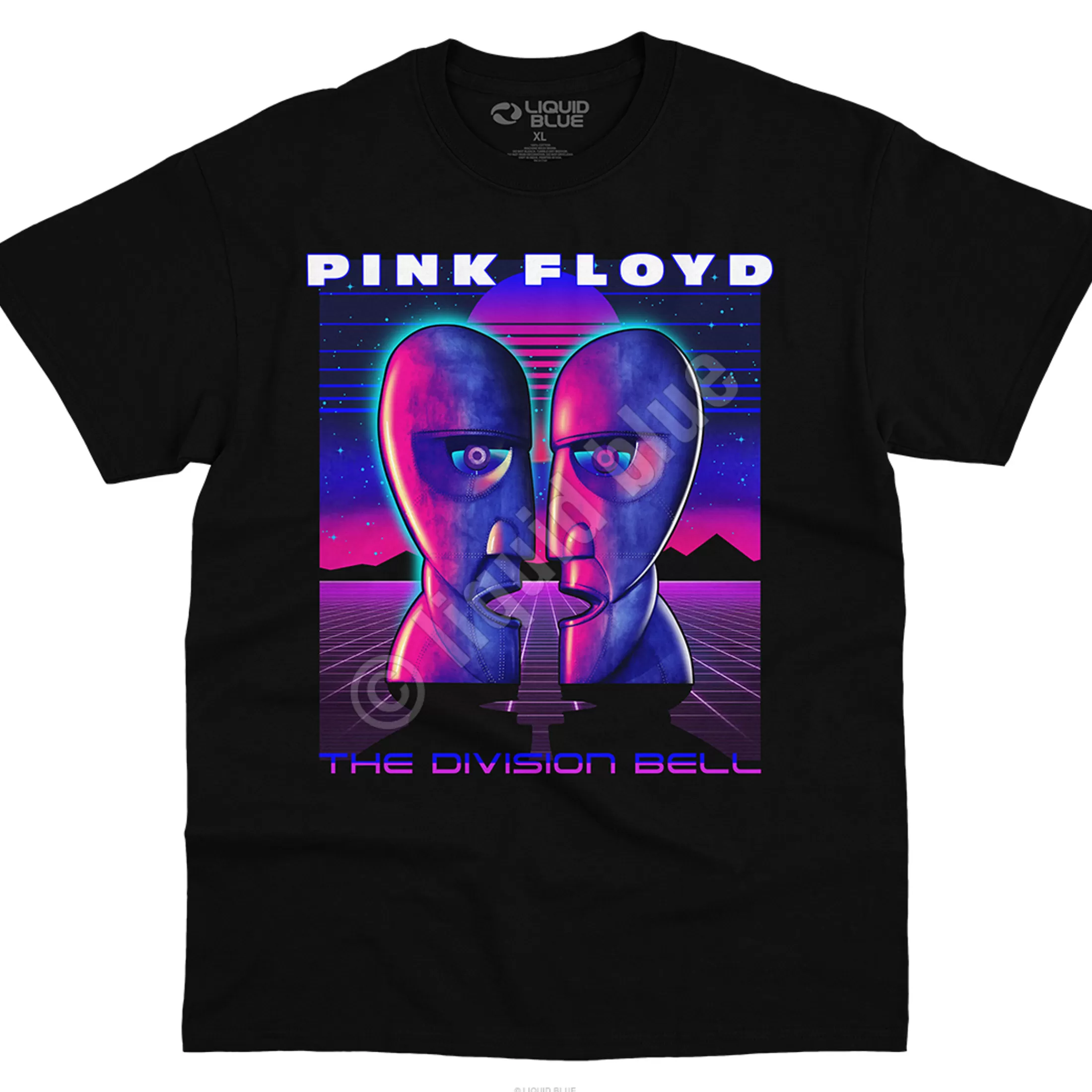 T-Shirt | Pink Floyd<Liquid Blue Division Bell Vaporwave Black T-Shirt