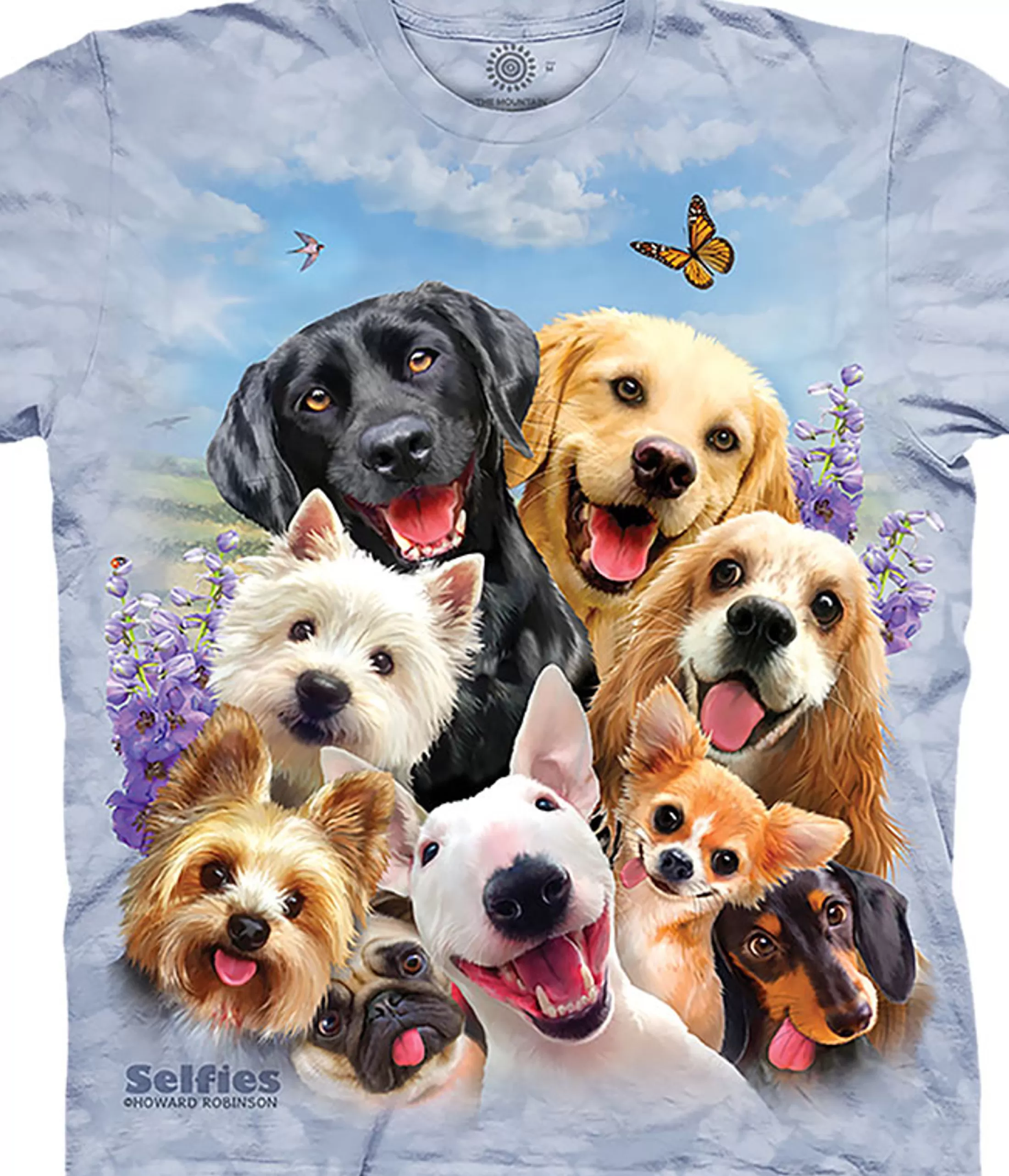 T-Shirt | Selfies<Liquid Blue Dogs Selfie Classic Cotton T-Shirt