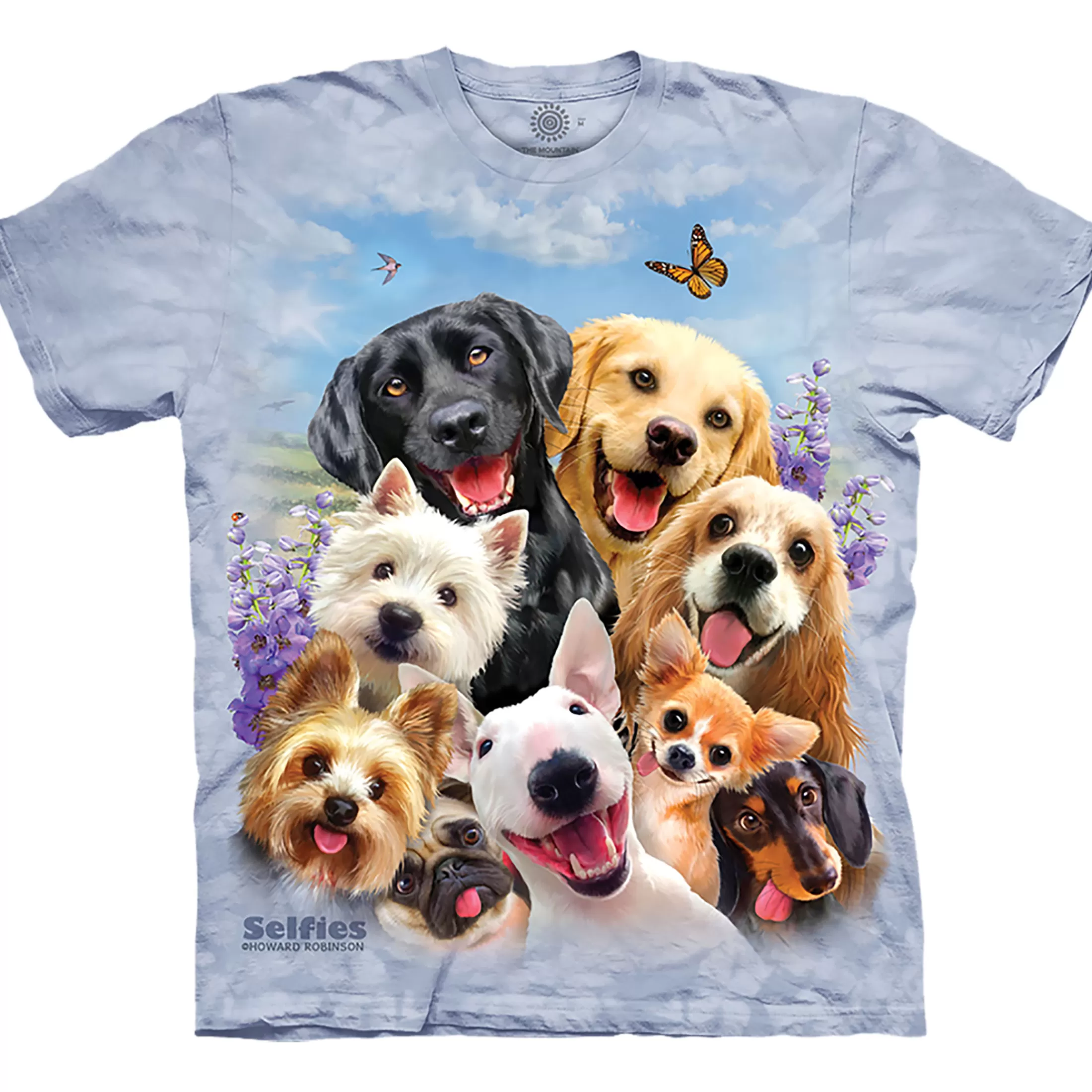 T-Shirt | Selfies<Liquid Blue Dogs Selfie Classic Cotton T-Shirt