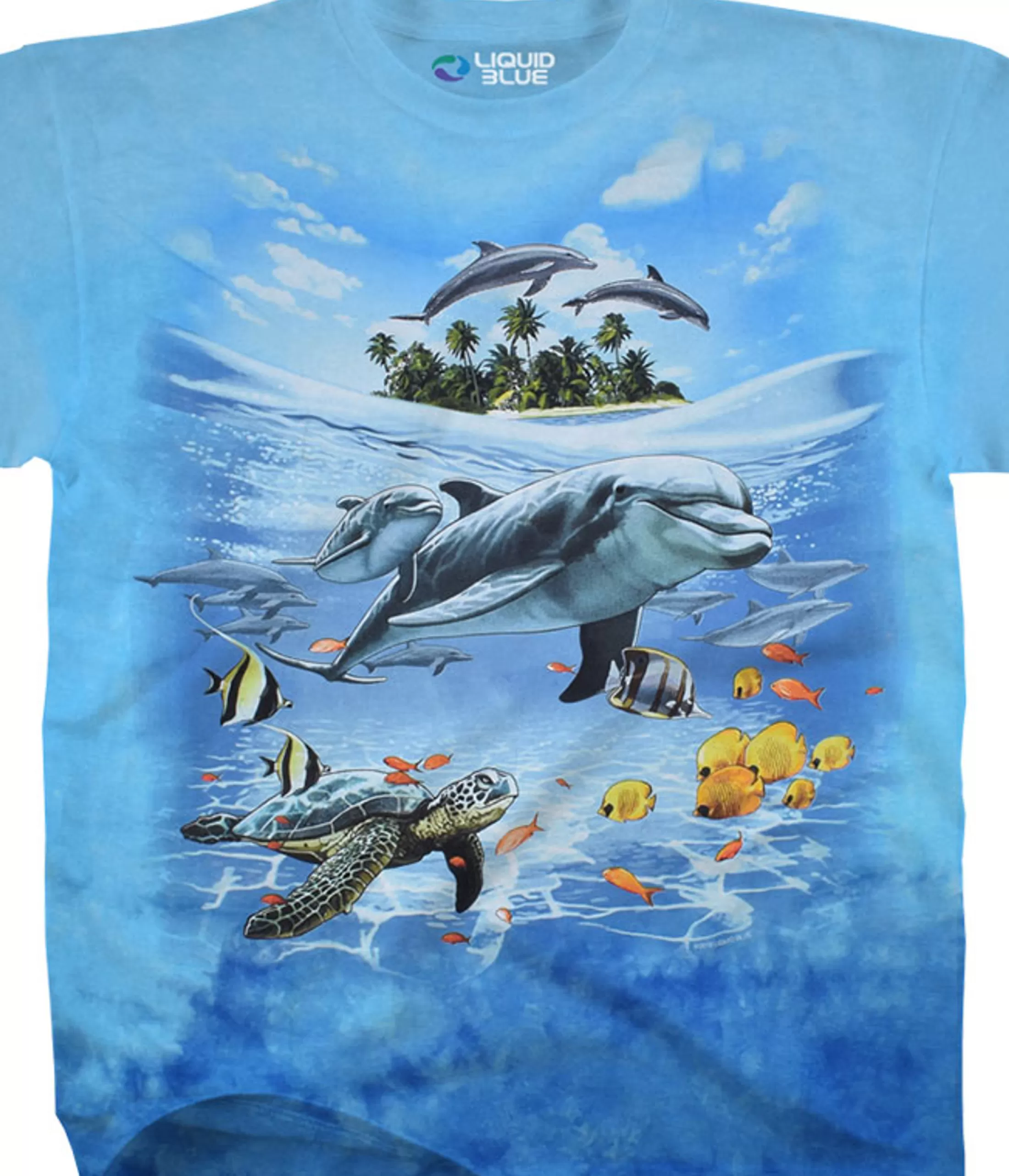 T-Shirt | Aquatic<Liquid Blue Dolphin Domain Tie-Dye T-Shirt