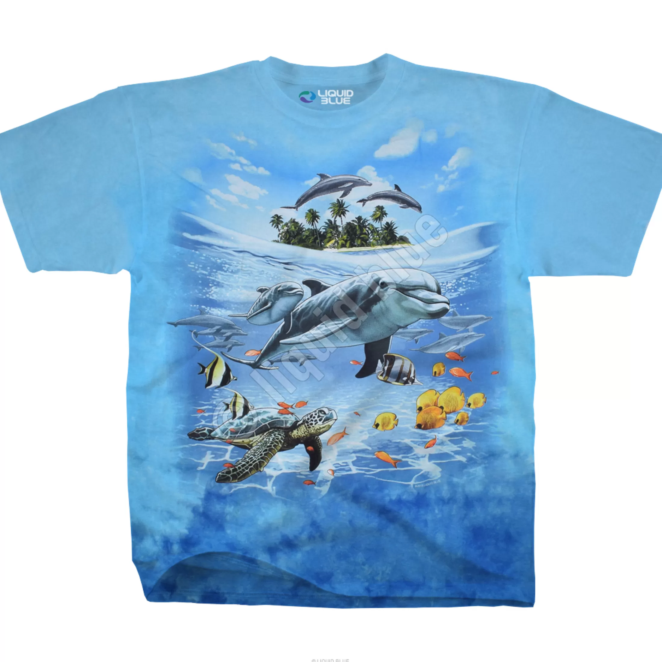 T-Shirt | Aquatic<Liquid Blue Dolphin Domain Tie-Dye T-Shirt