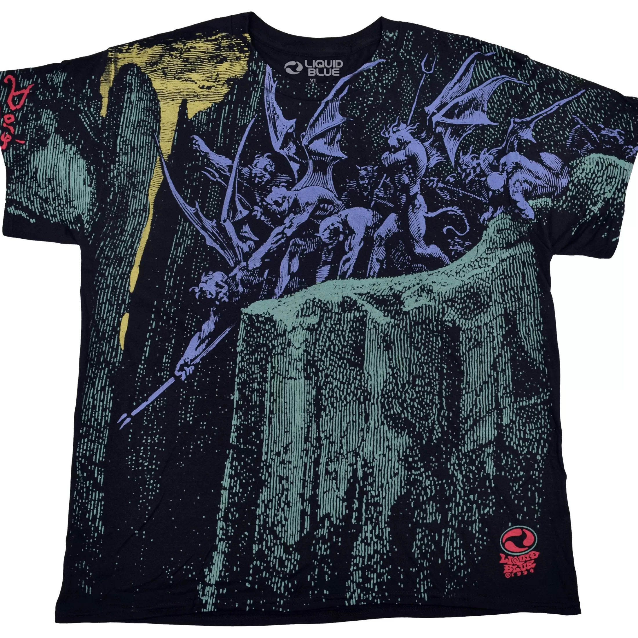 T-Shirt | Dark Fantasy<Liquid Blue Dore Demons Black T-Shirt