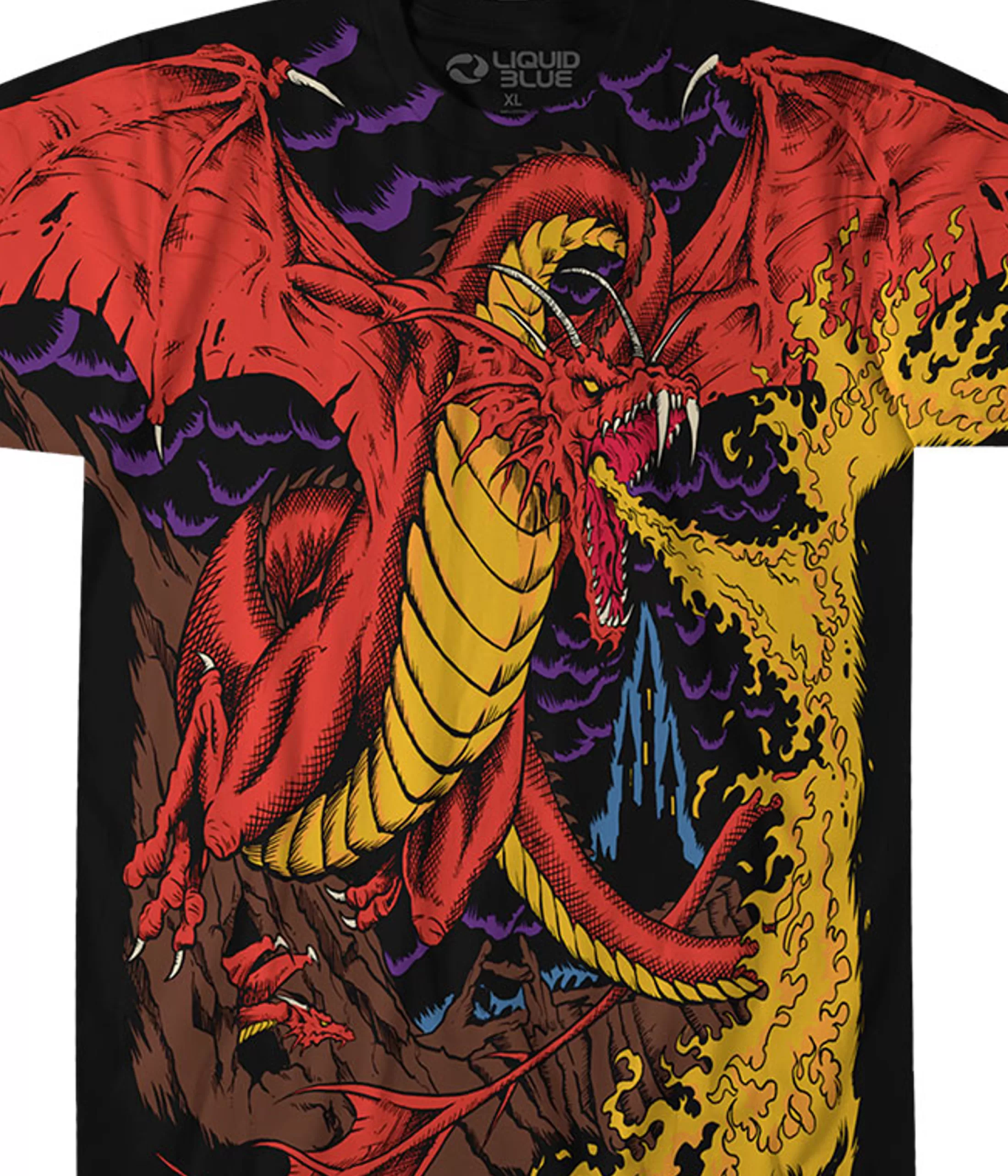 T-Shirt | Dark Fantasy<Liquid Blue Dragon Black T-Shirt