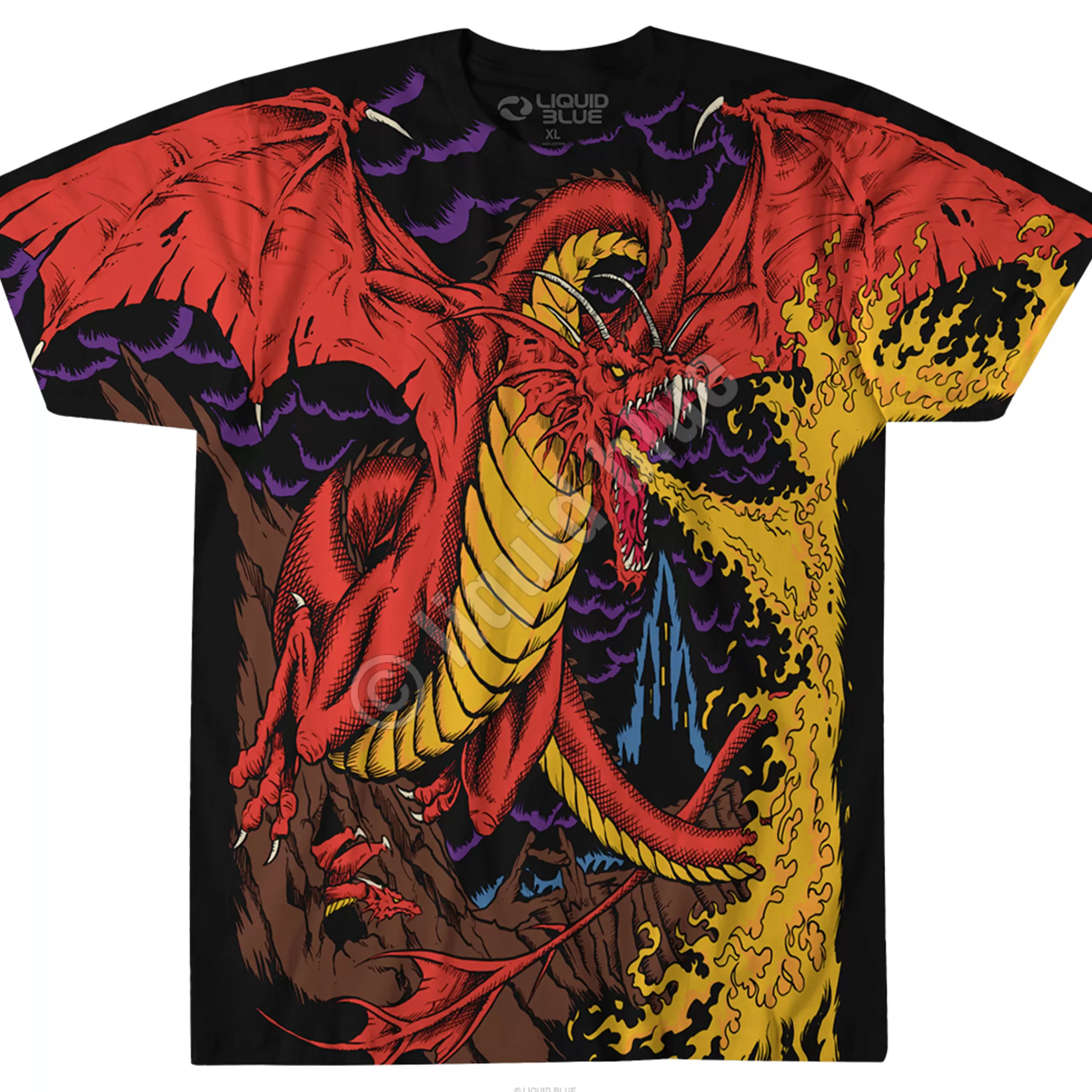 T-Shirt | Dark Fantasy<Liquid Blue Dragon Black T-Shirt