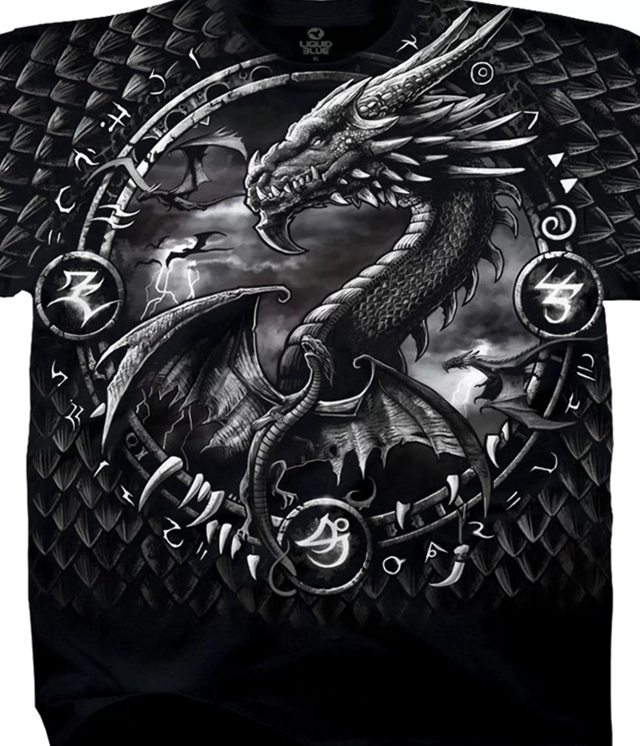 T-Shirt | Dark Fantasy<Liquid Blue Dragon Dreamcatcher Black T-Shirt