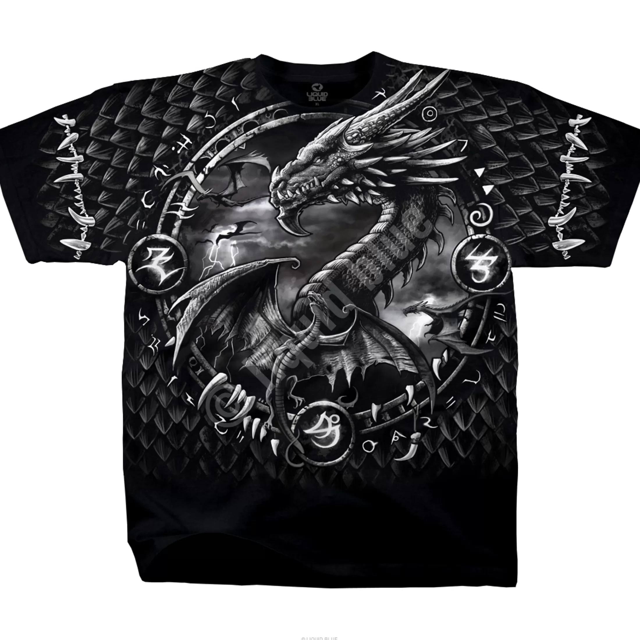 T-Shirt | Dark Fantasy<Liquid Blue Dragon Dreamcatcher Black T-Shirt