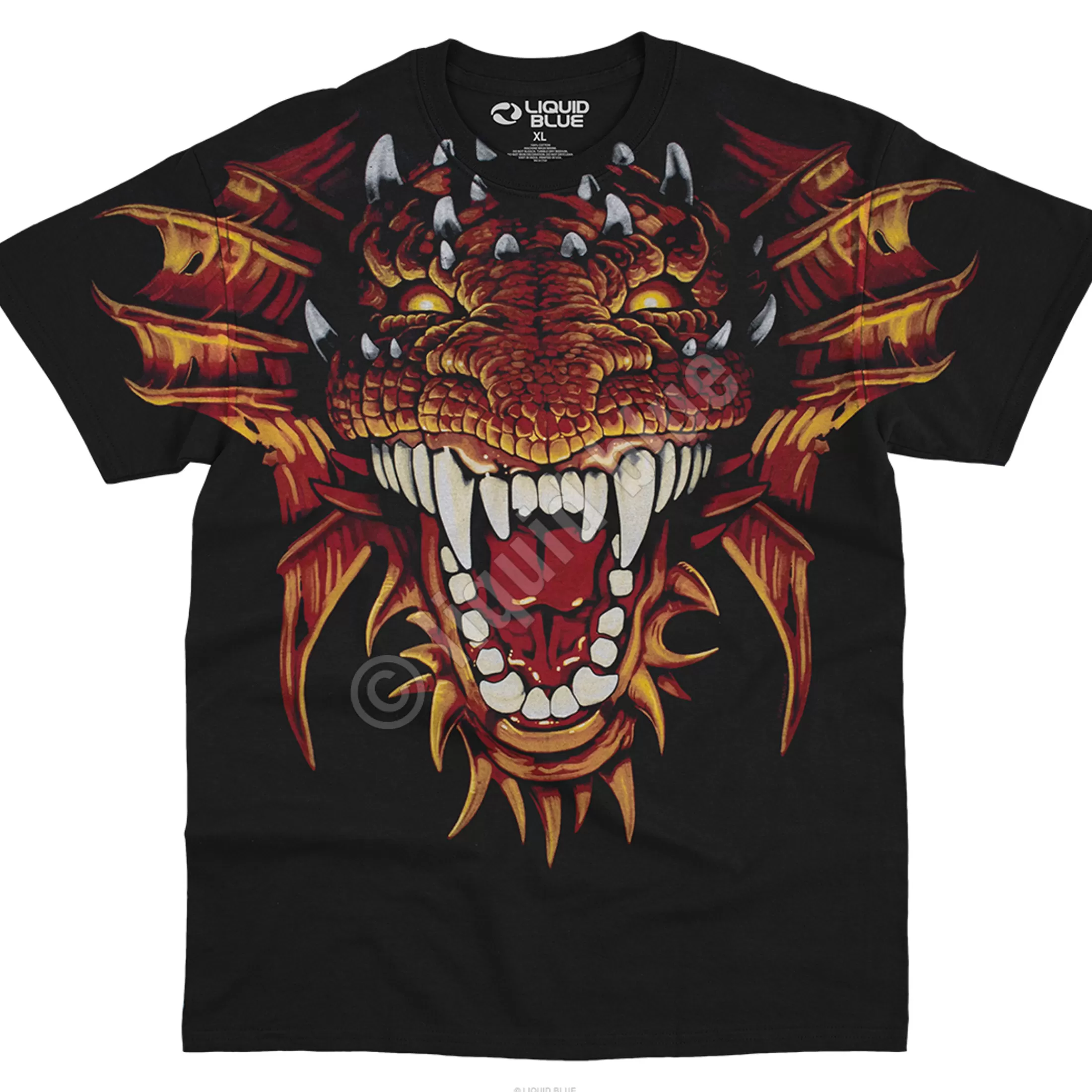 T-Shirt | Dark Fantasy<Liquid Blue Dragon Head Black T-Shirt