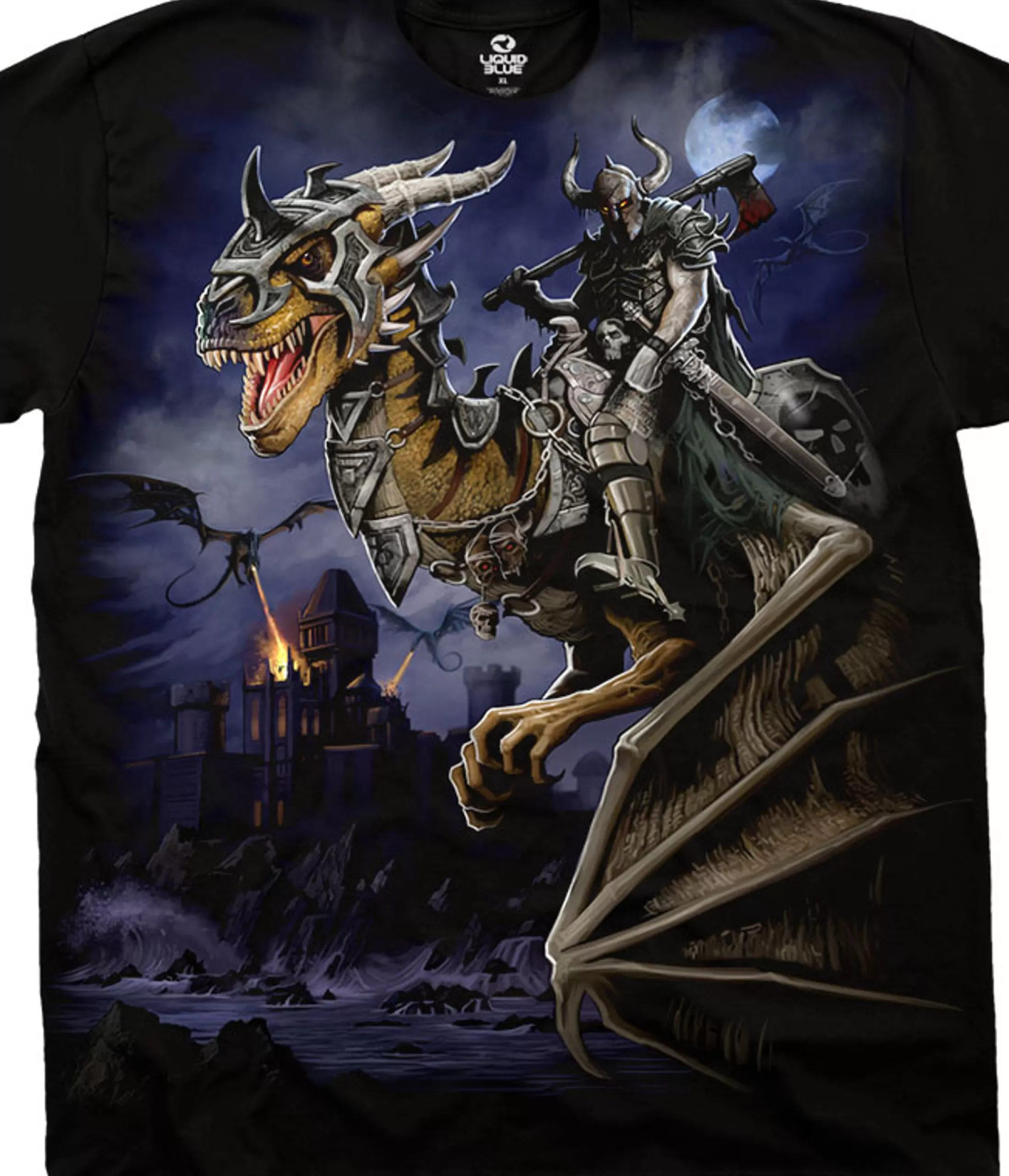 T-Shirt | Dark Fantasy<Liquid Blue Dragon Master Black T-Shirt