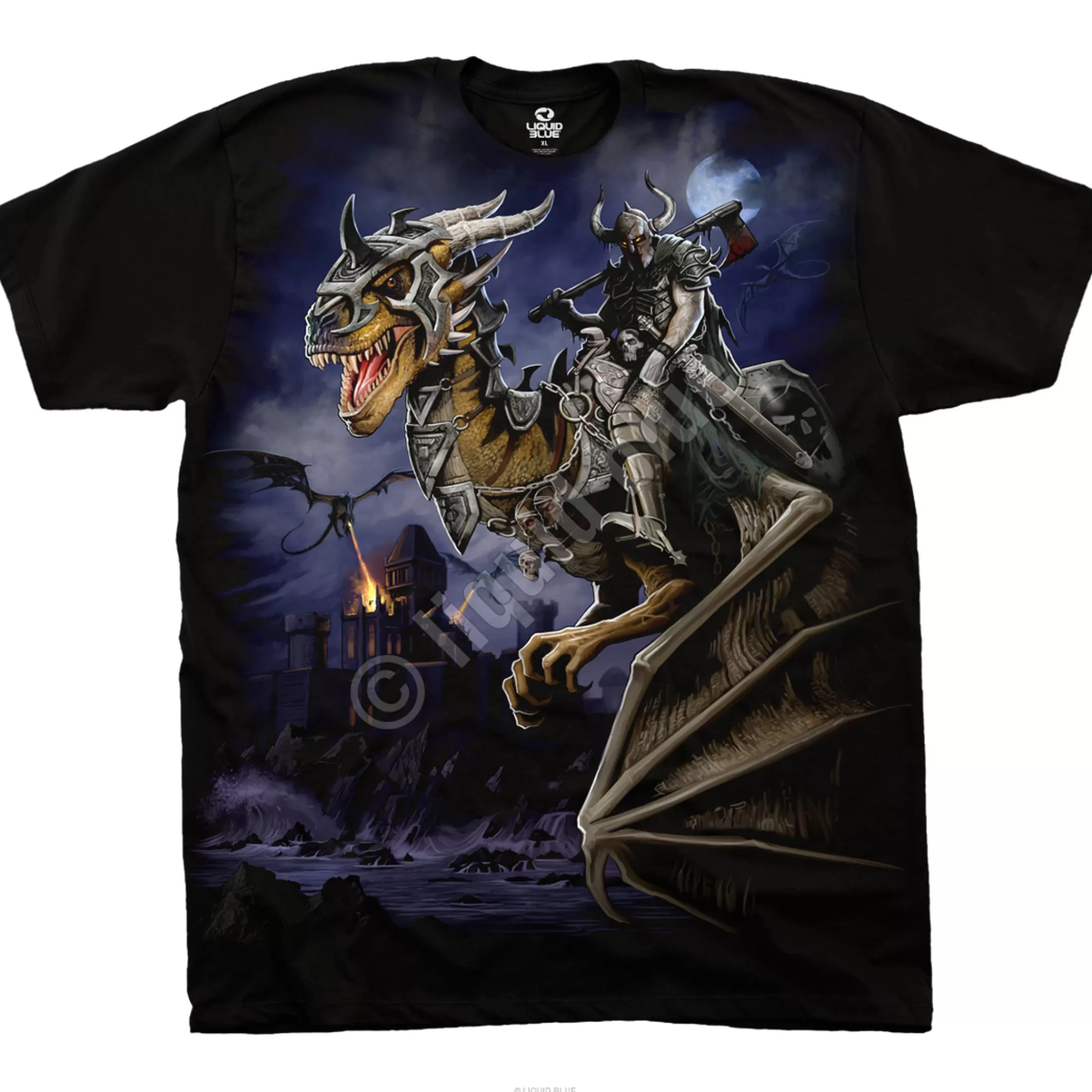 T-Shirt | Dark Fantasy<Liquid Blue Dragon Master Black T-Shirt